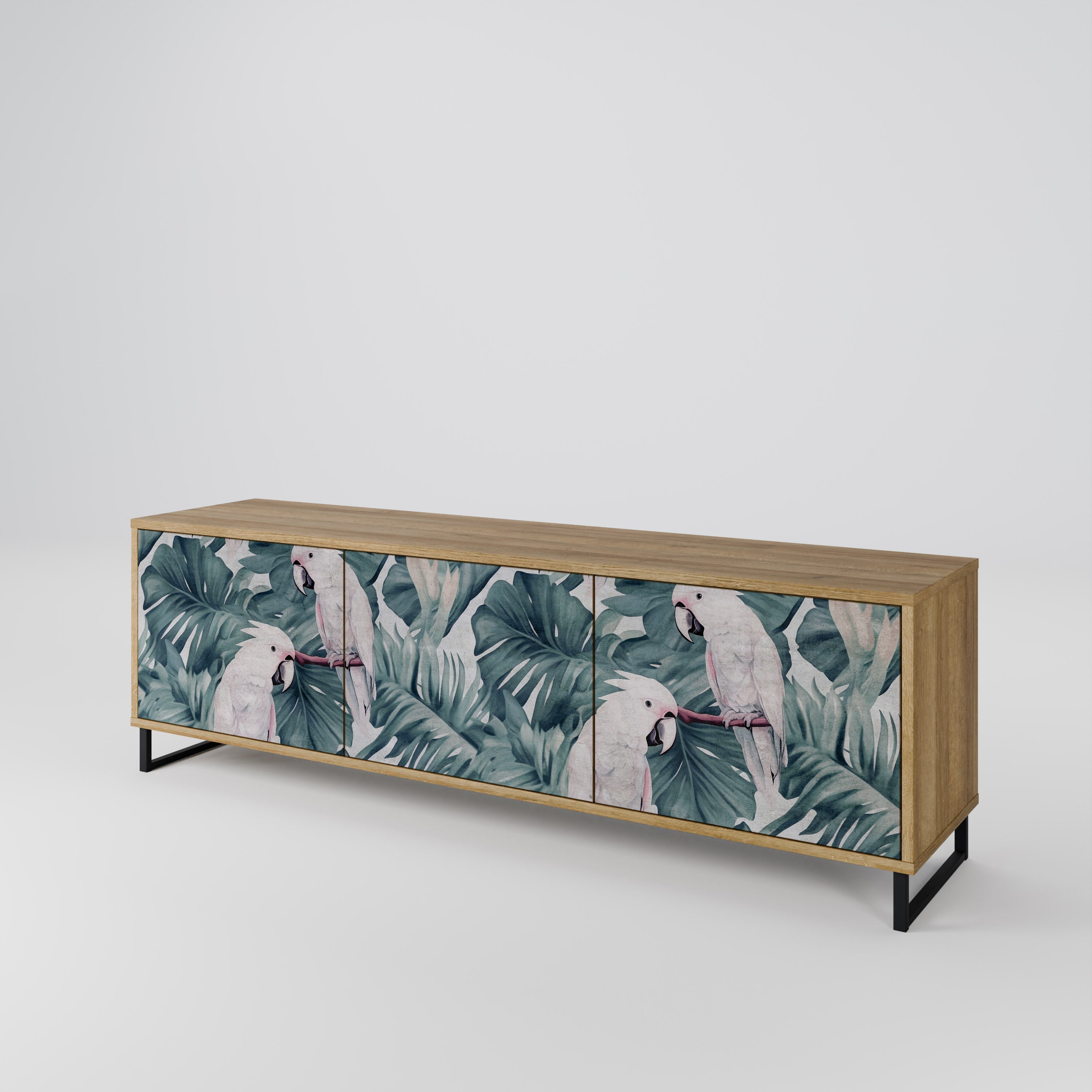 Meuble TV 3 portes POPINJAY LOOK effet chêne