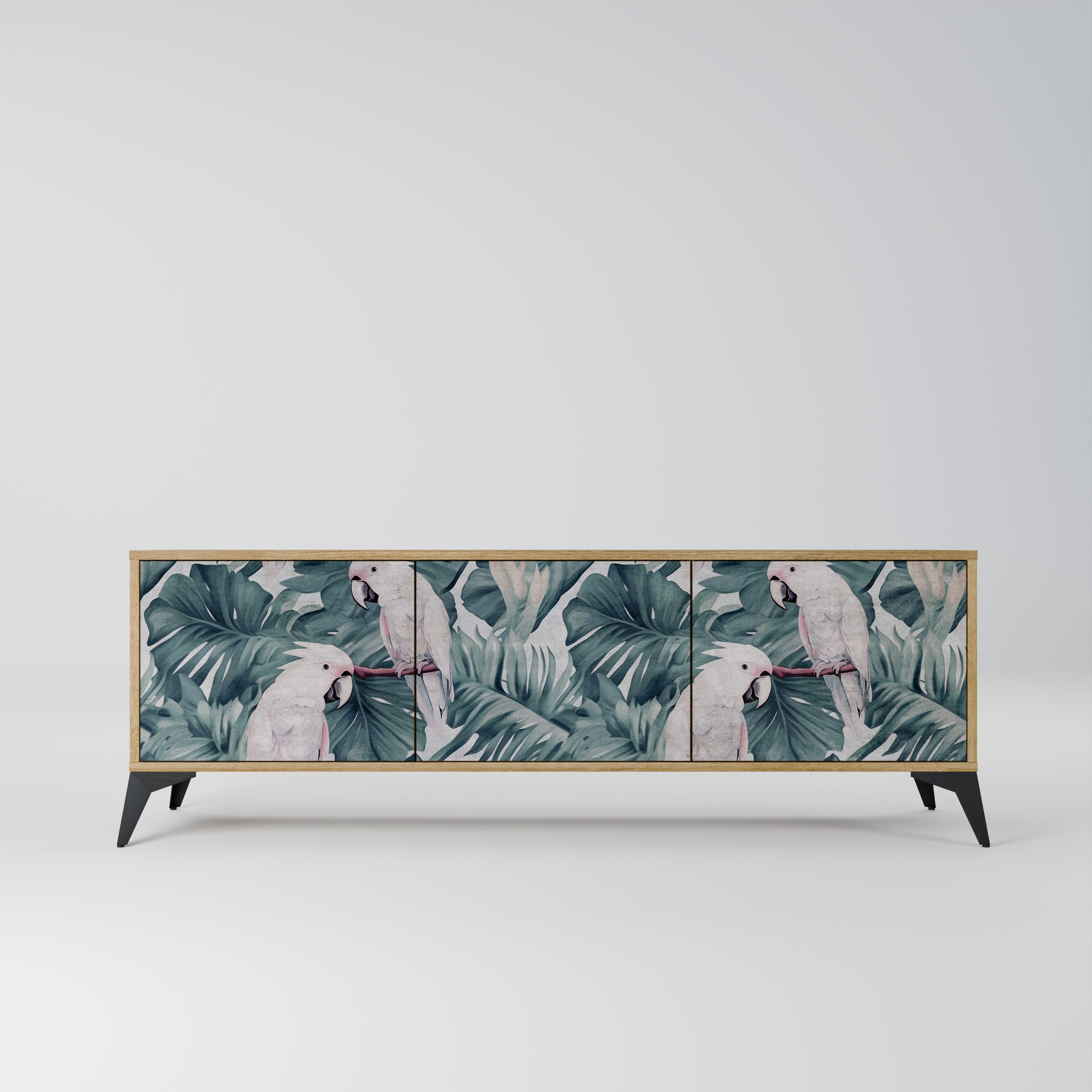 Meuble TV 3 portes POPINJAY LOOK effet chêne