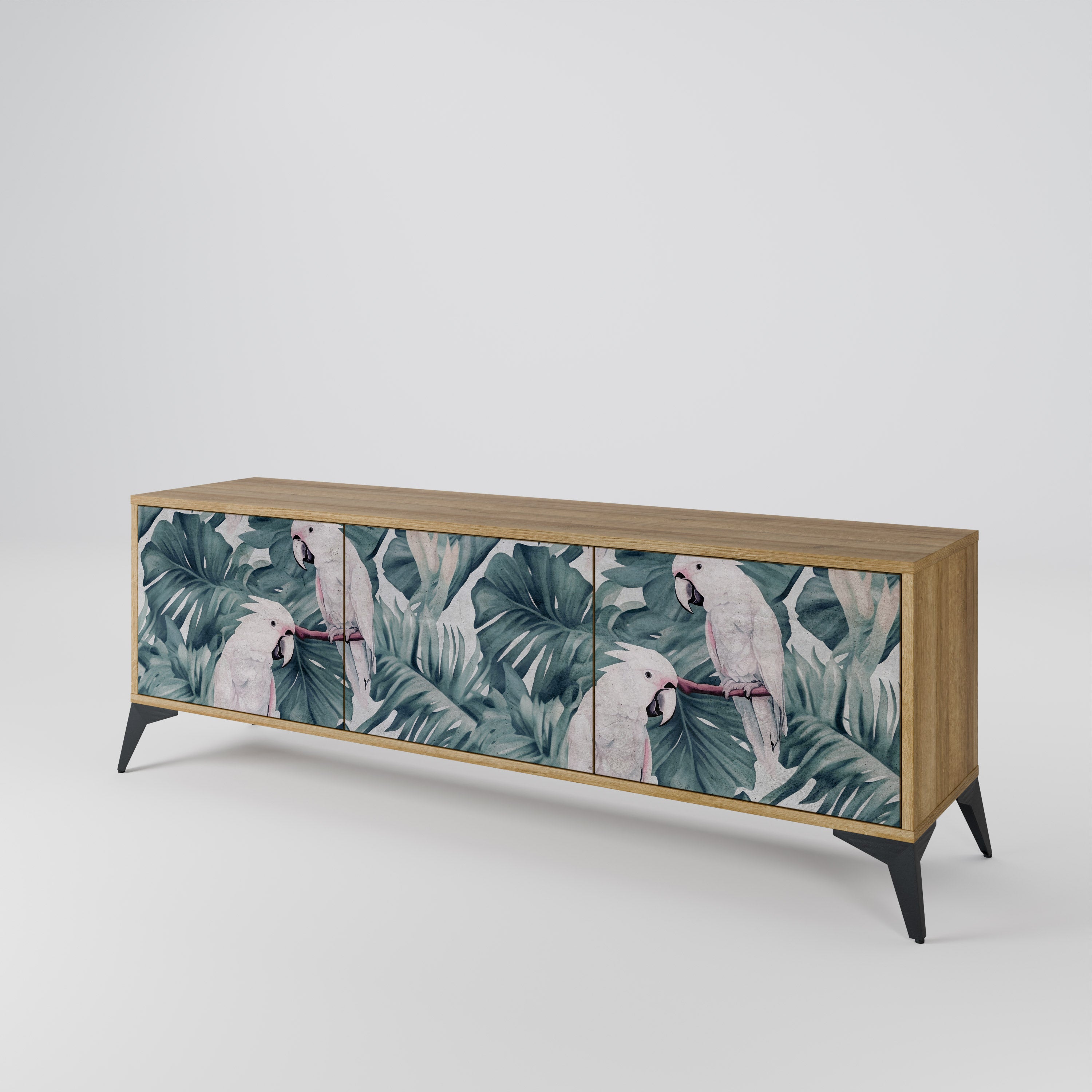 Meuble TV 3 portes POPINJAY LOOK effet chêne