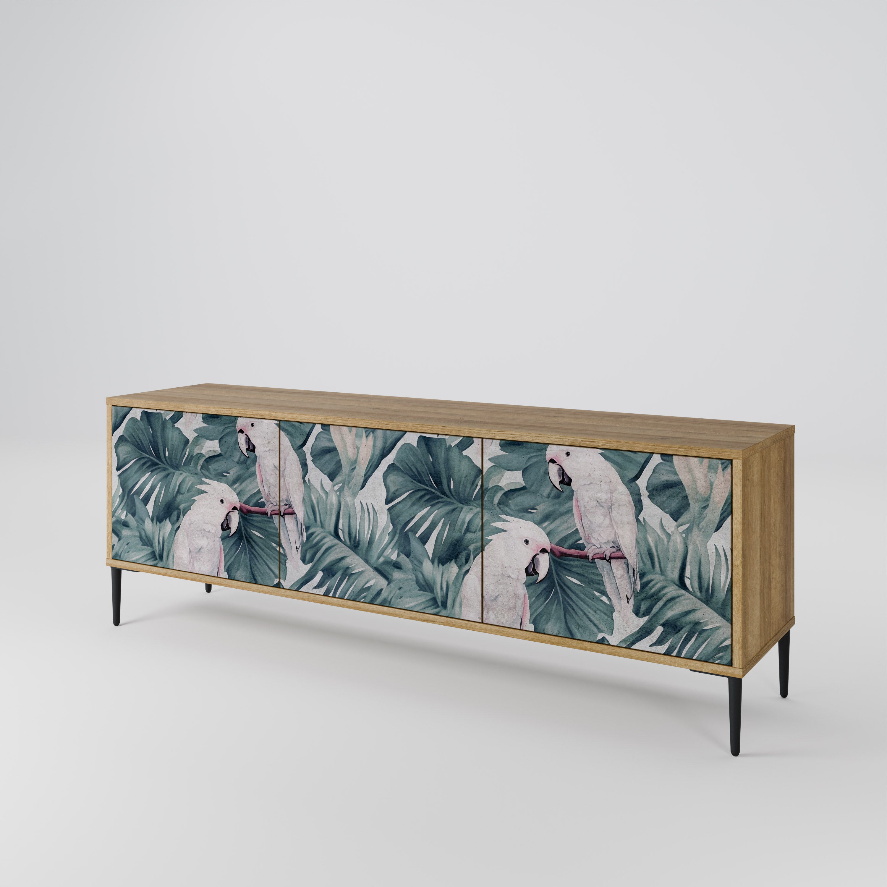 Meuble TV 3 portes POPINJAY LOOK effet chêne