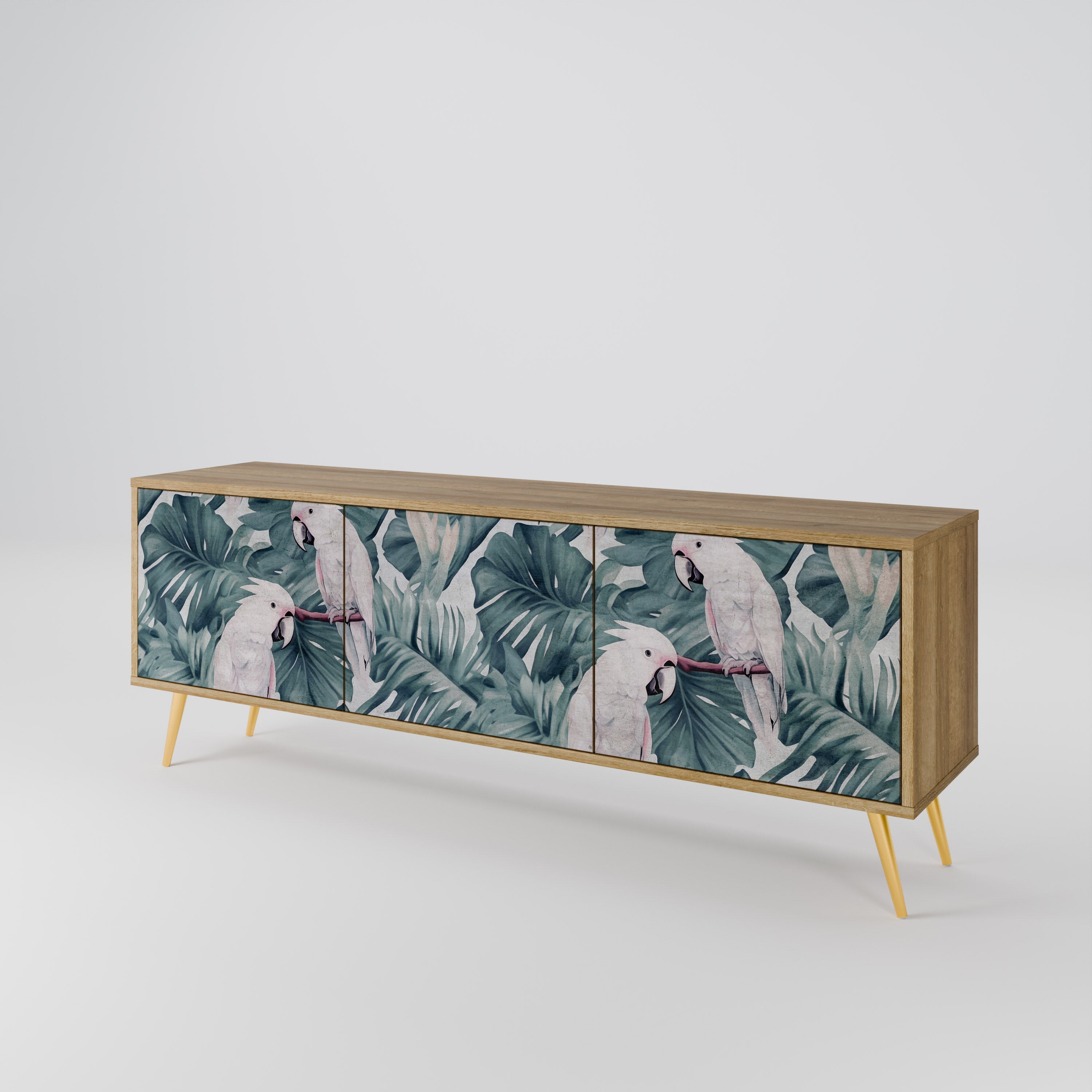 Meuble TV 3 portes POPINJAY LOOK effet chêne