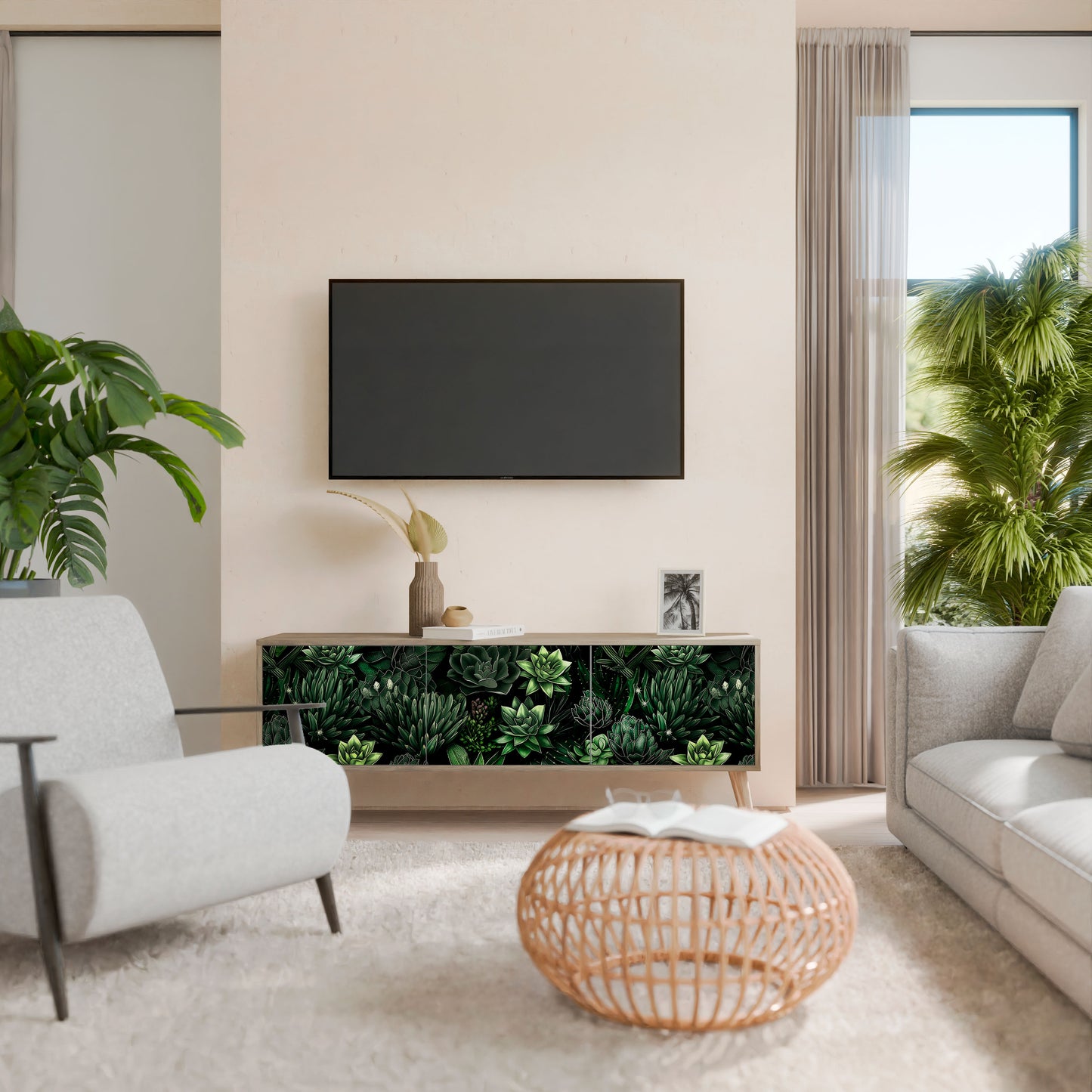 SUCCULENT JUNGLE 3-Door TV Cabinet