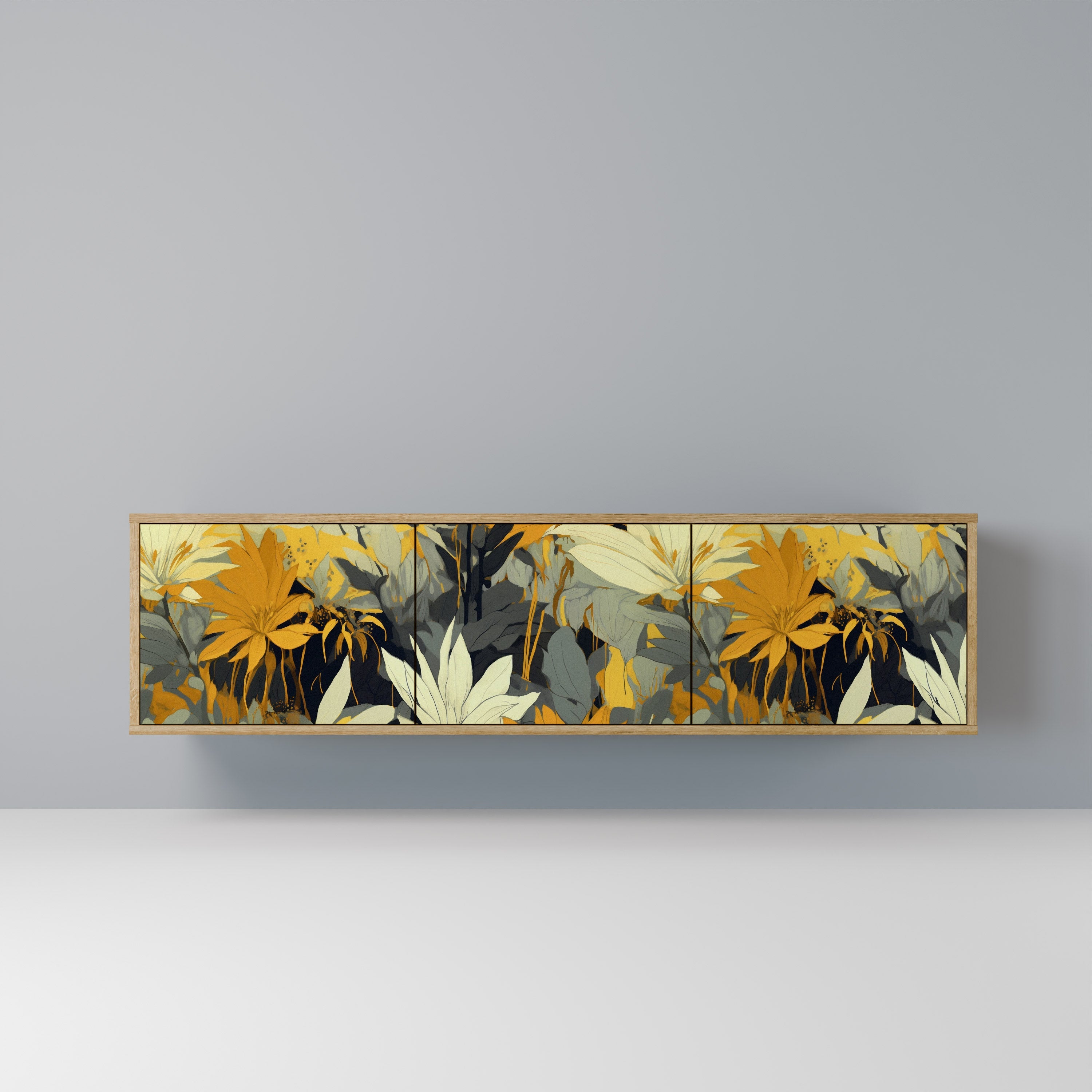 Meuble TV 3 portes SUNKISSED LILY effet chêne