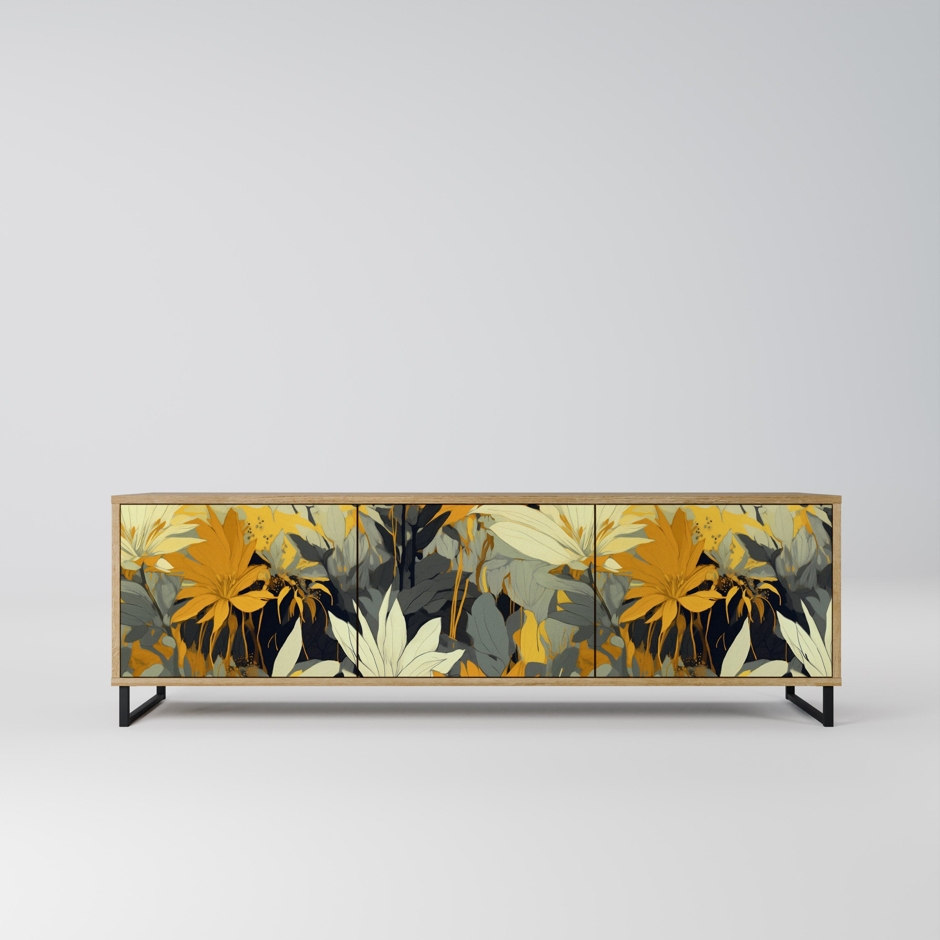 Meuble TV 3 portes SUNKISSED LILY effet chêne