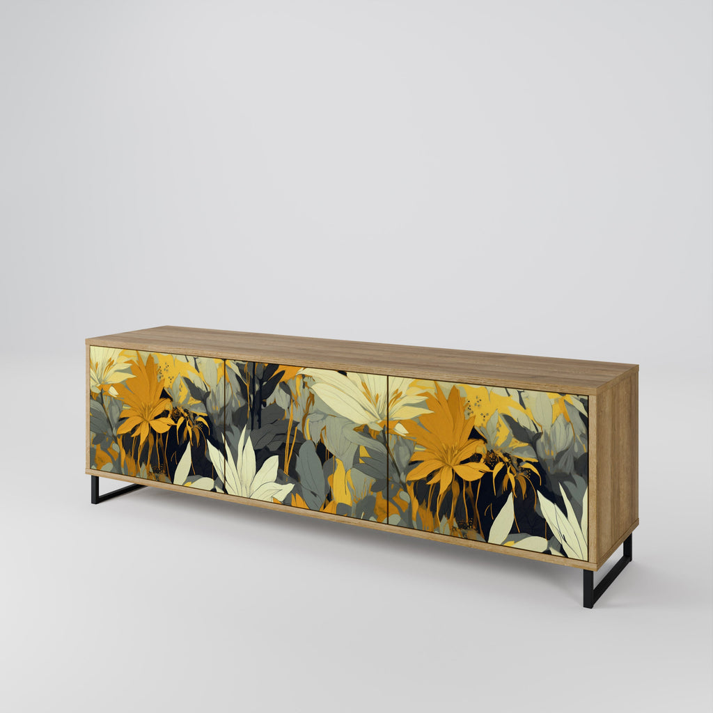 Meuble TV 3 portes SUNKISSED LILY effet chêne