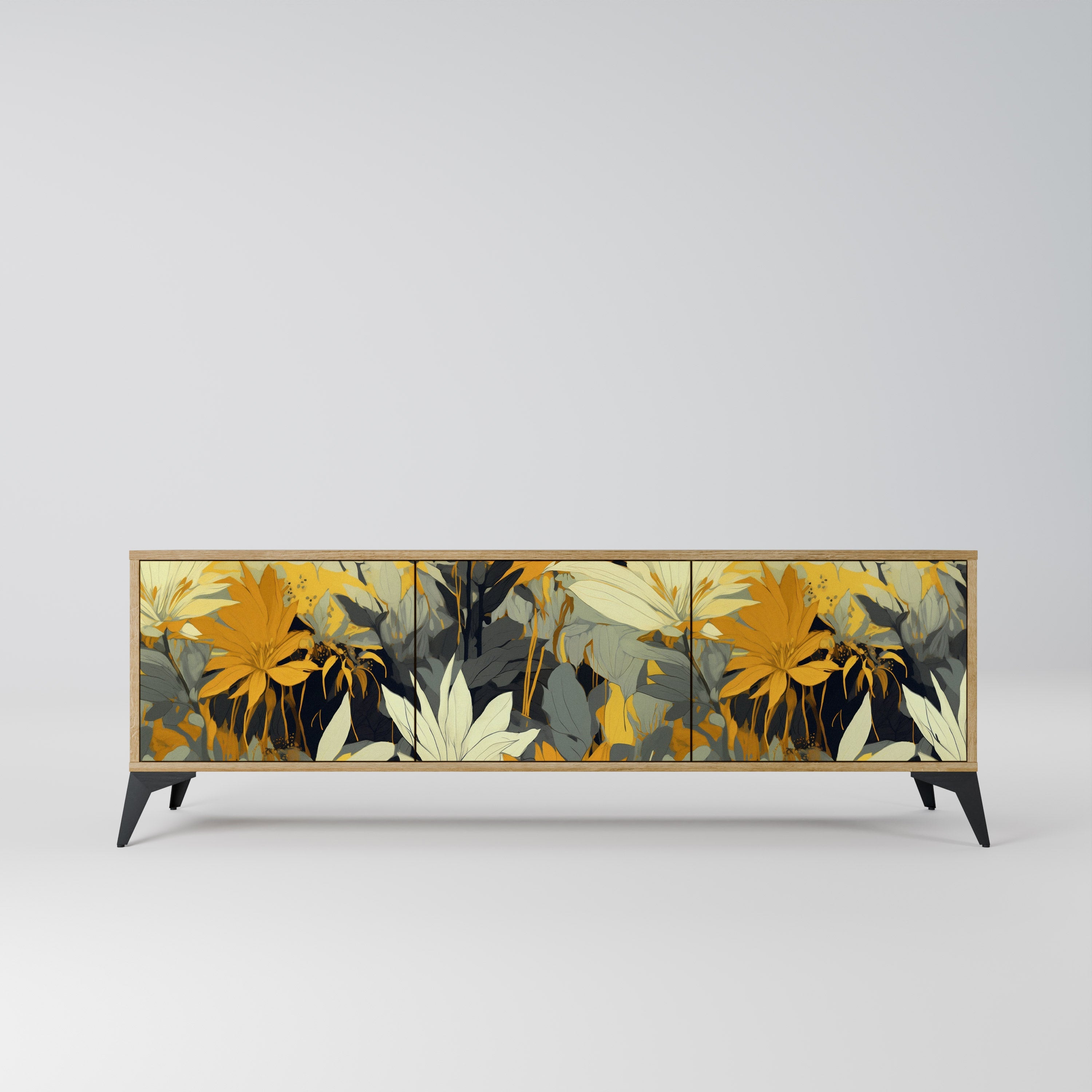 Meuble TV 3 portes SUNKISSED LILY effet chêne