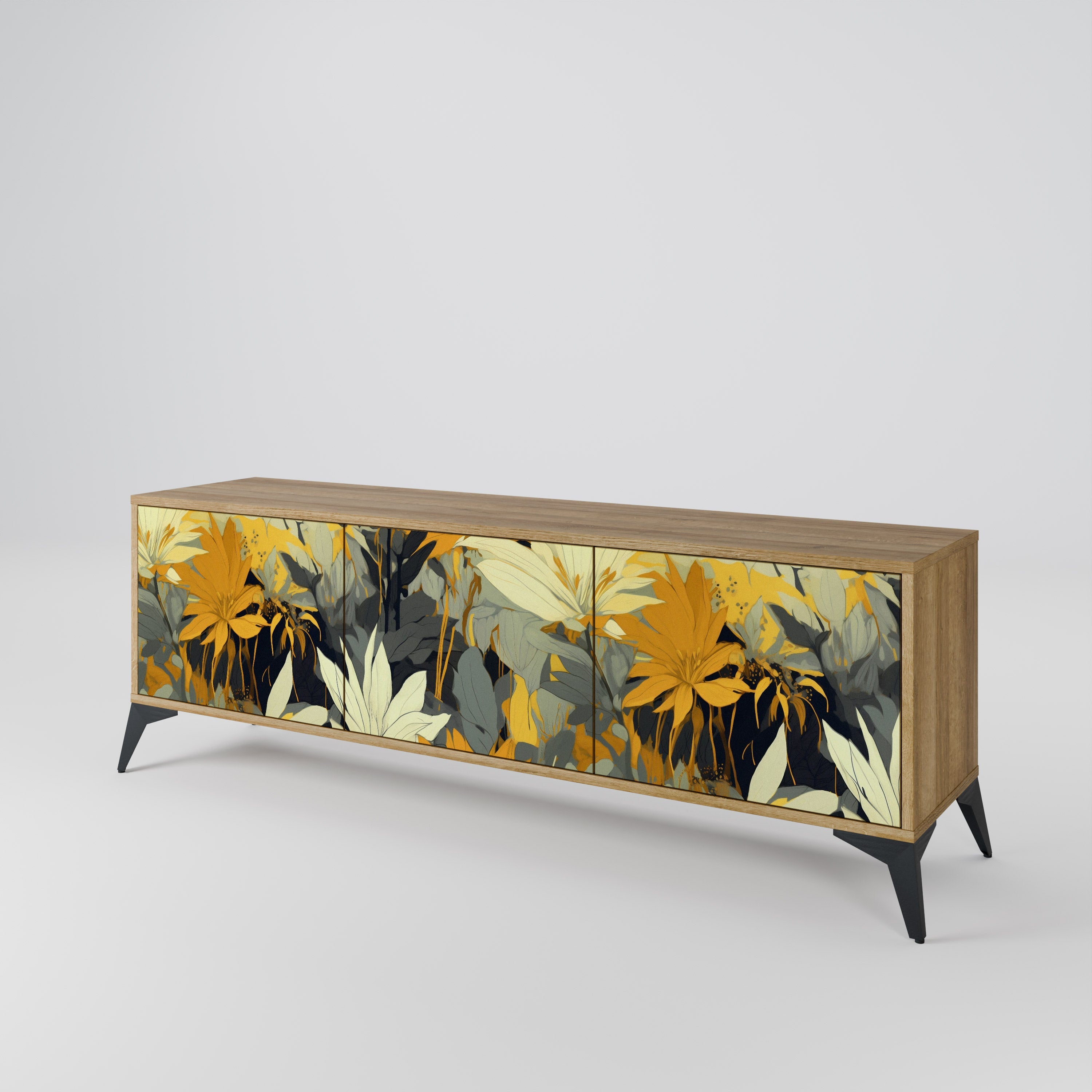 Meuble TV 3 portes SUNKISSED LILY effet chêne