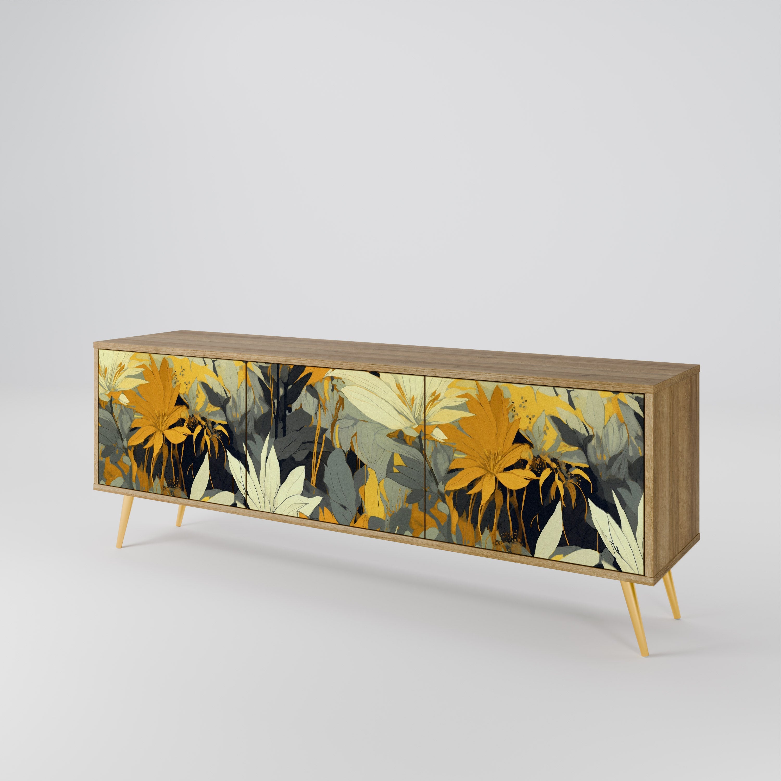 Meuble TV 3 portes SUNKISSED LILY effet chêne