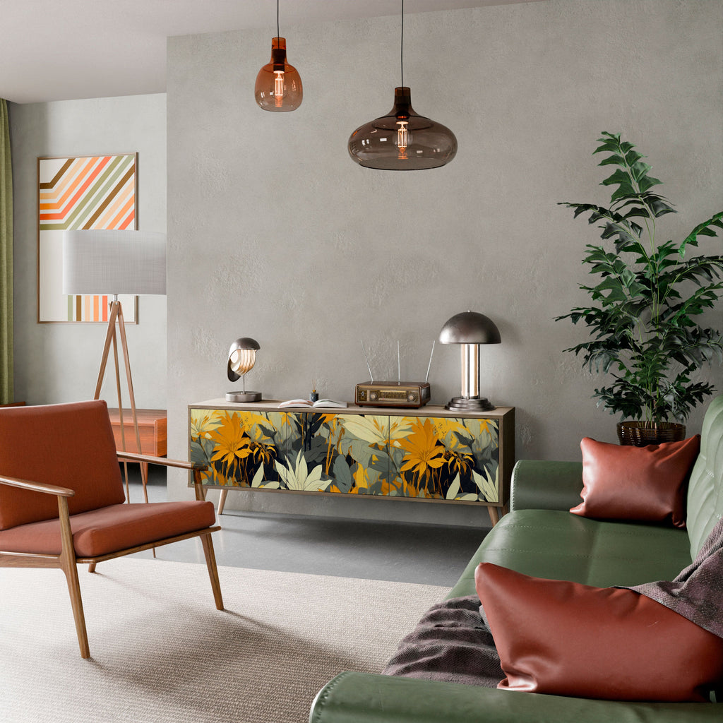 Meuble TV 3 portes SUNKISSED LILY effet chêne