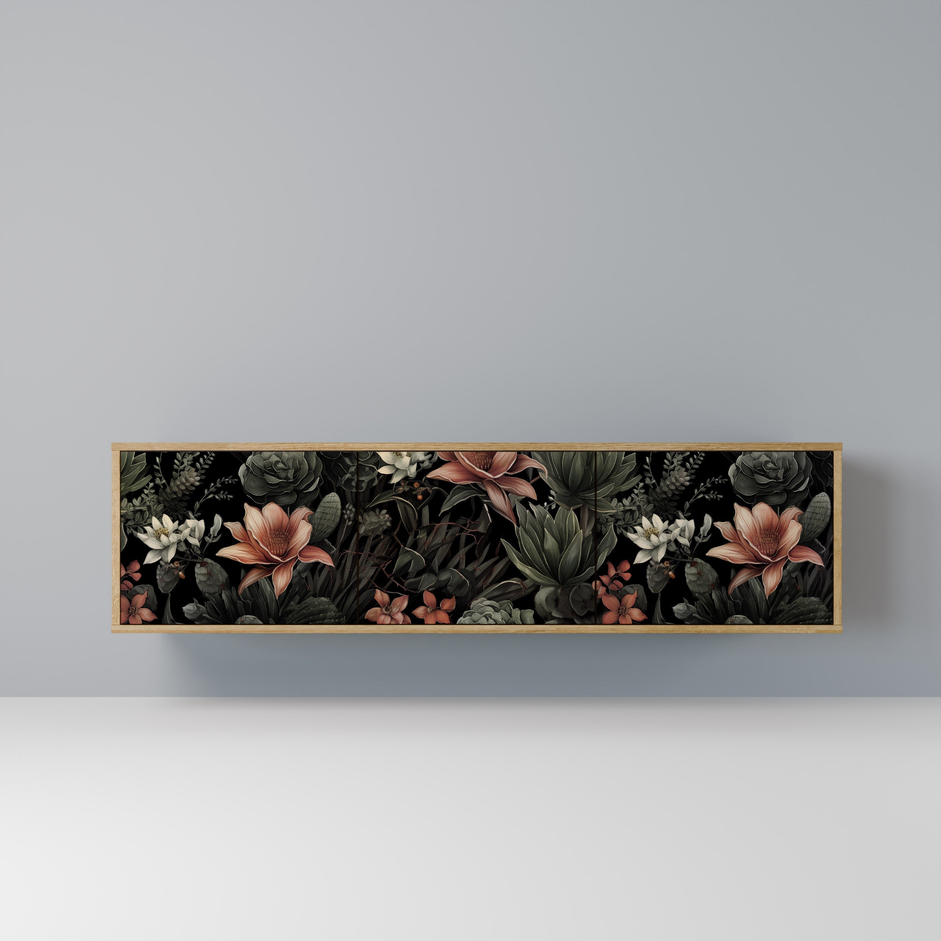 Meuble TV 3 portes SECRET VERDURE effet chêne