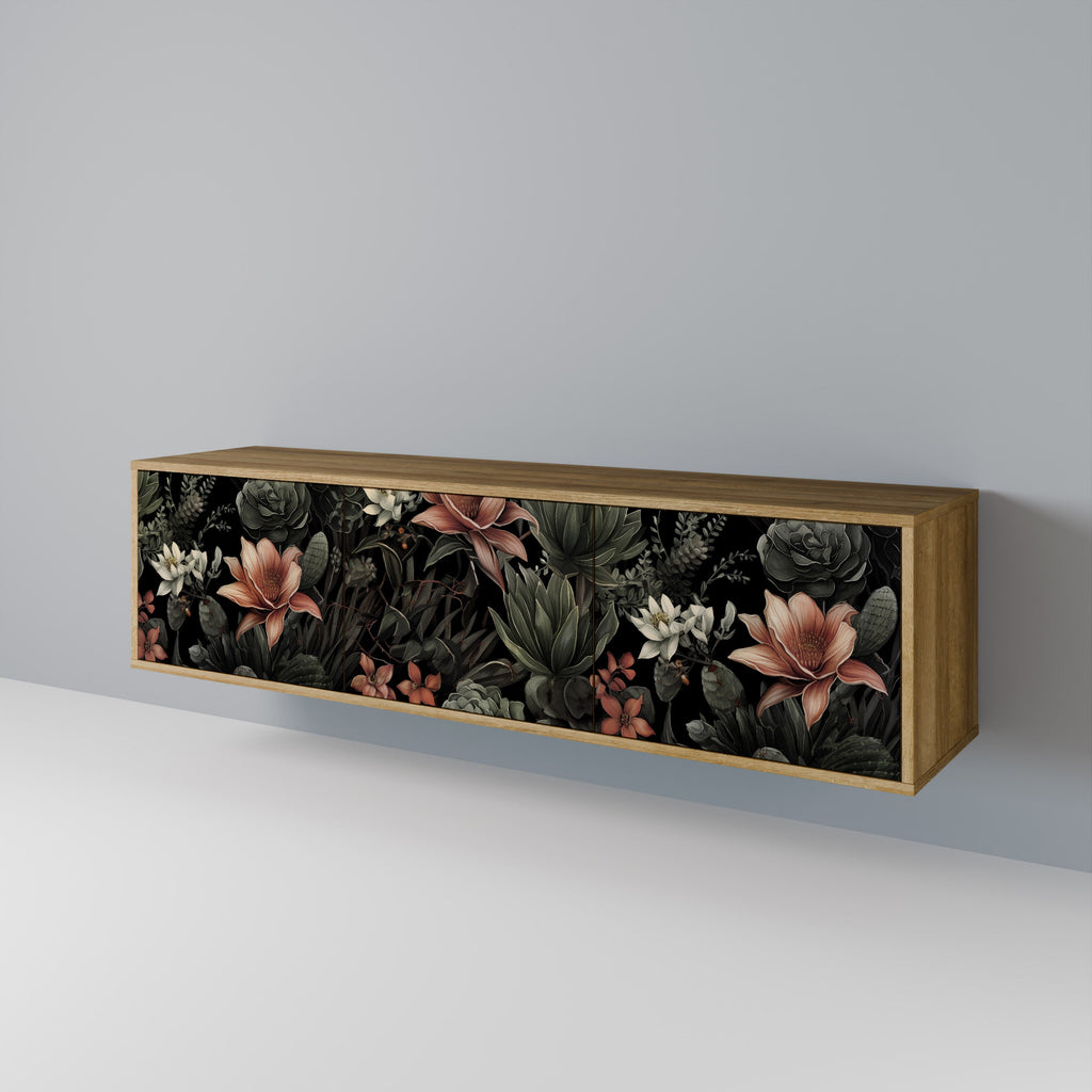 Meuble TV 3 portes SECRET VERDURE effet chêne