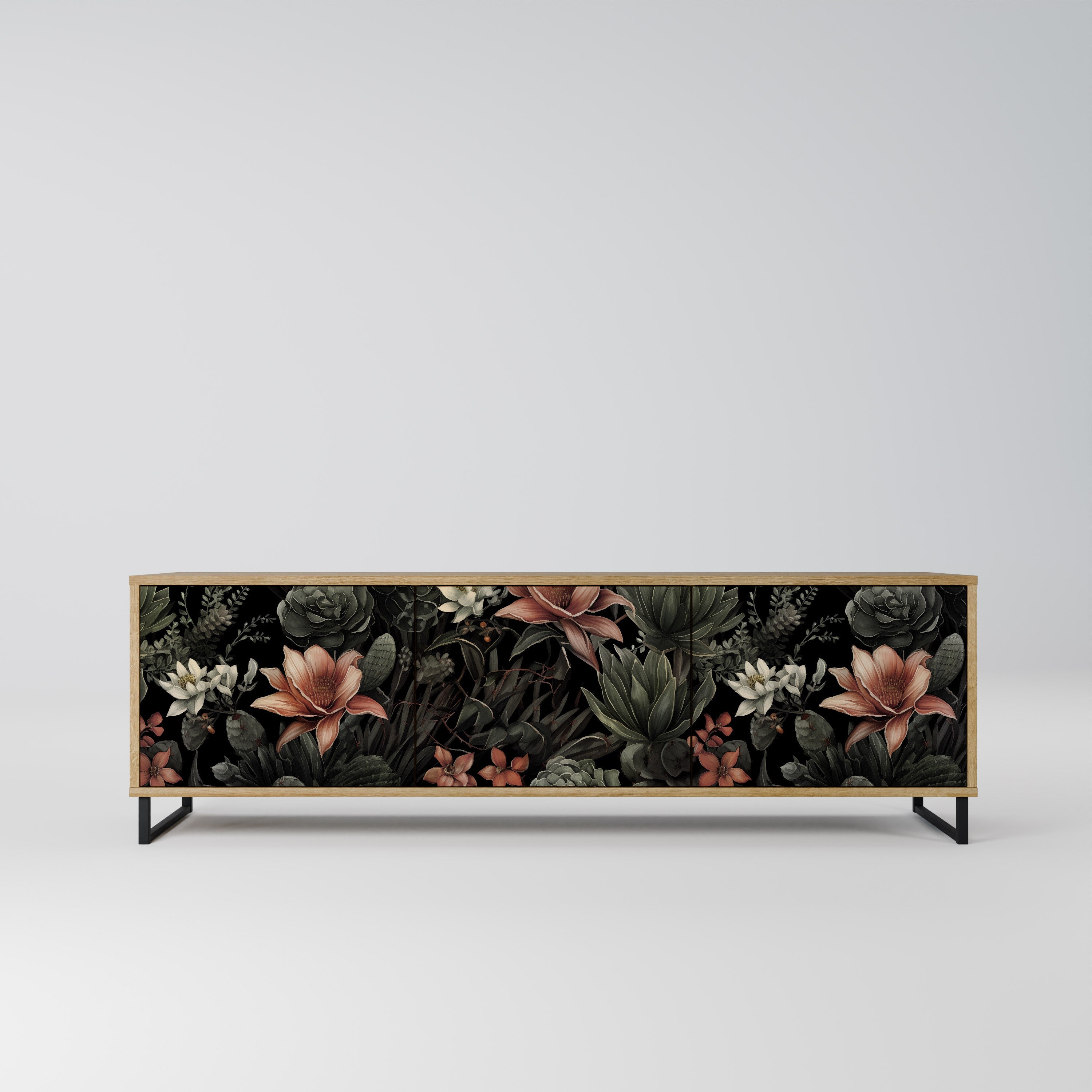 Meuble TV 3 portes SECRET VERDURE effet chêne