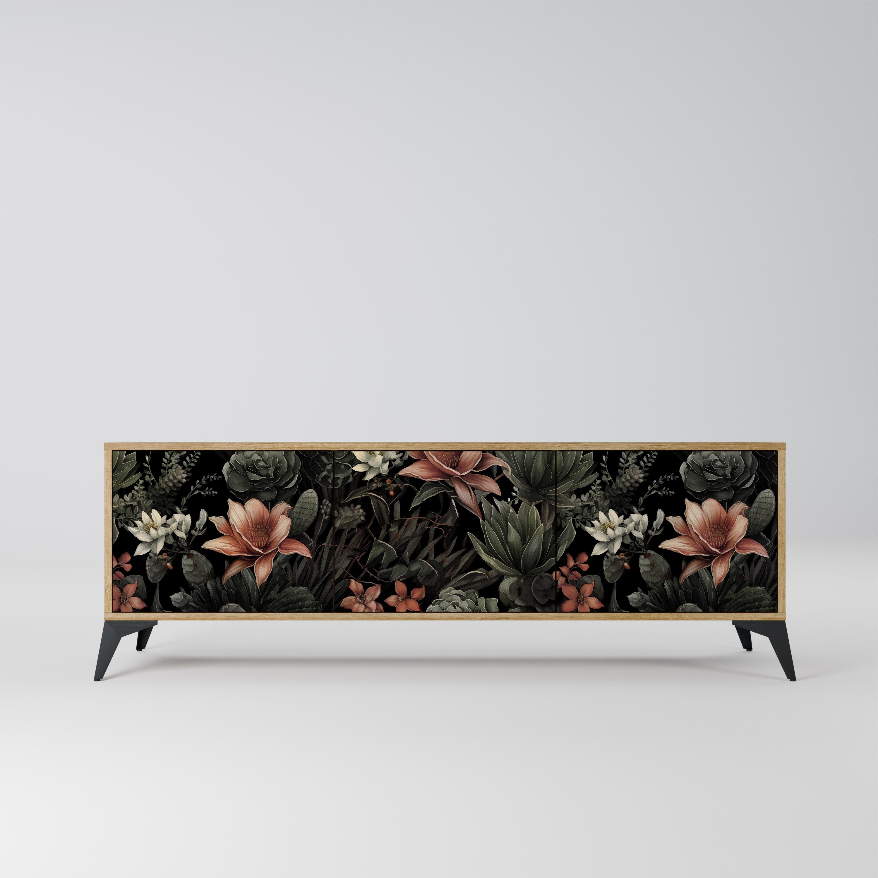 Meuble TV 3 portes SECRET VERDURE effet chêne