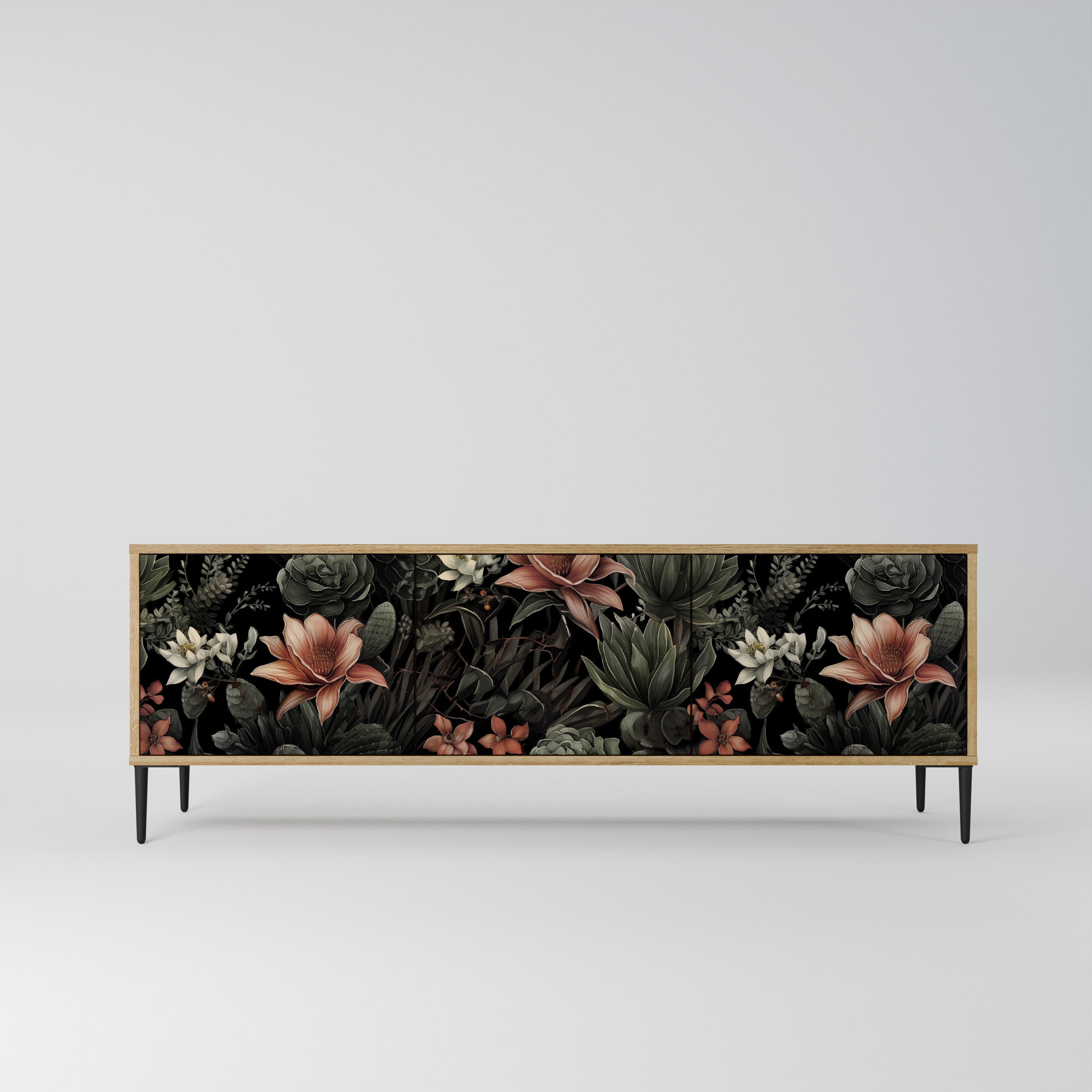 Meuble TV 3 portes SECRET VERDURE effet chêne