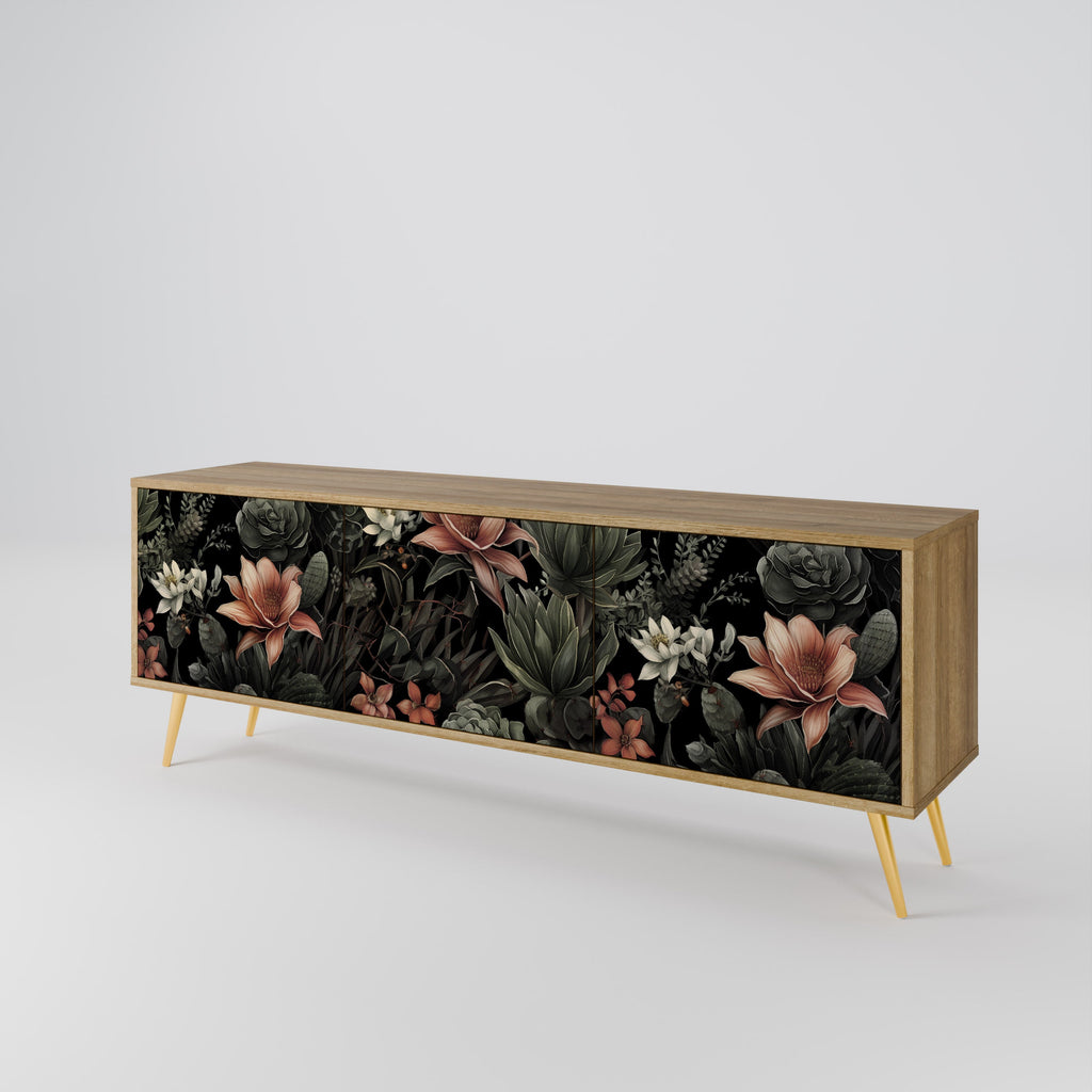 Meuble TV 3 portes SECRET VERDURE effet chêne