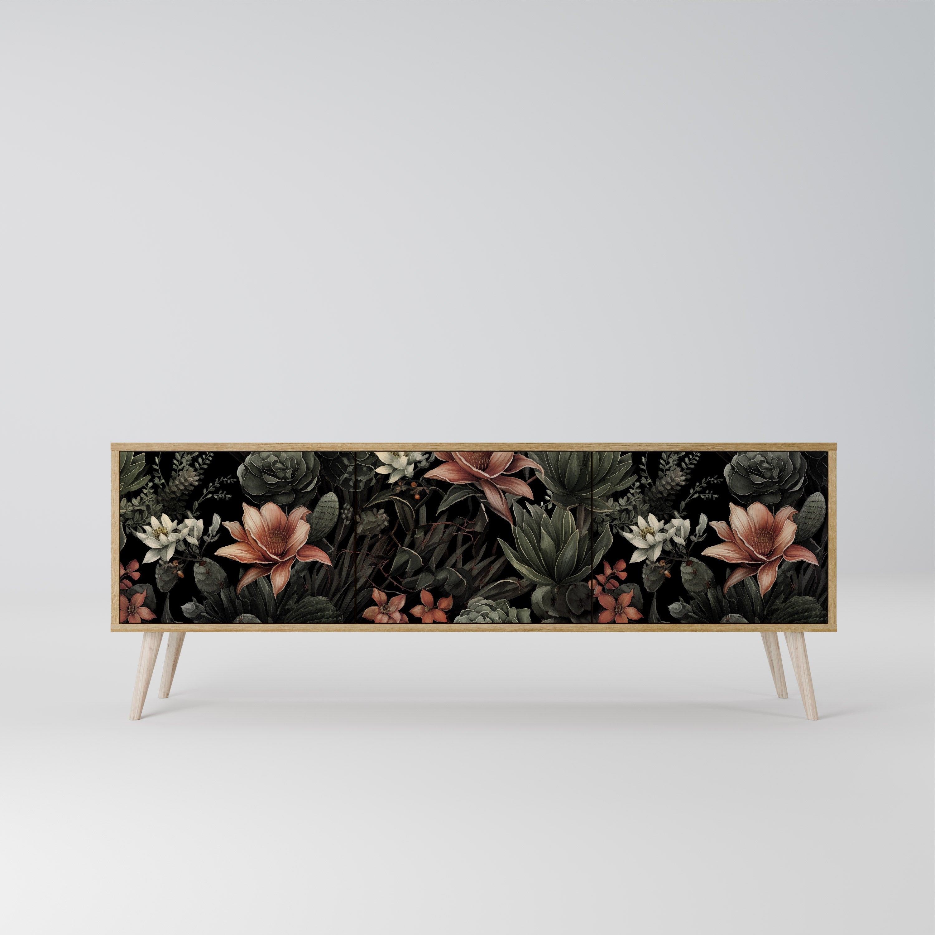 Meuble TV 3 portes SECRET VERDURE effet chêne