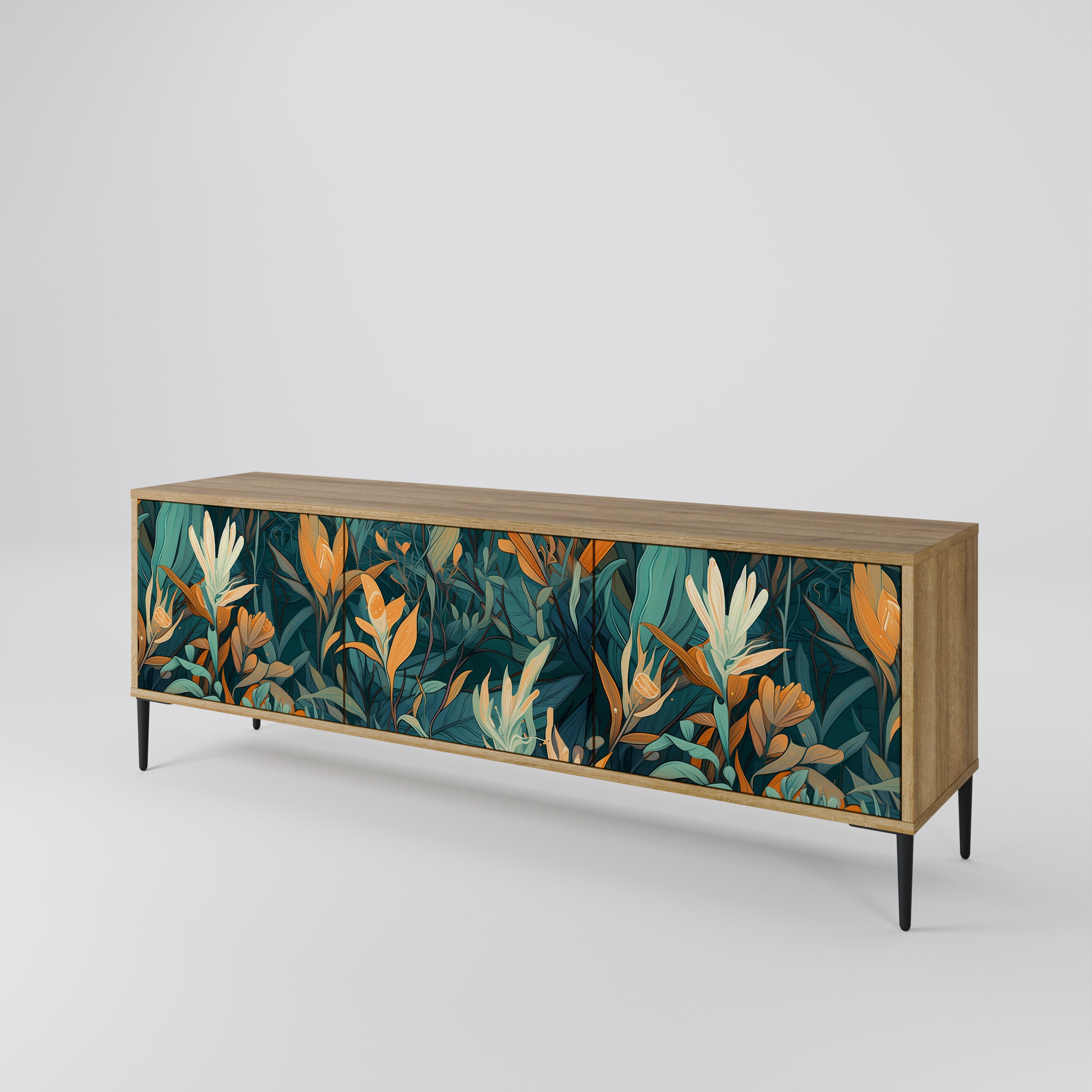 FLORAL SERENITY 3-Door TV Cabinet