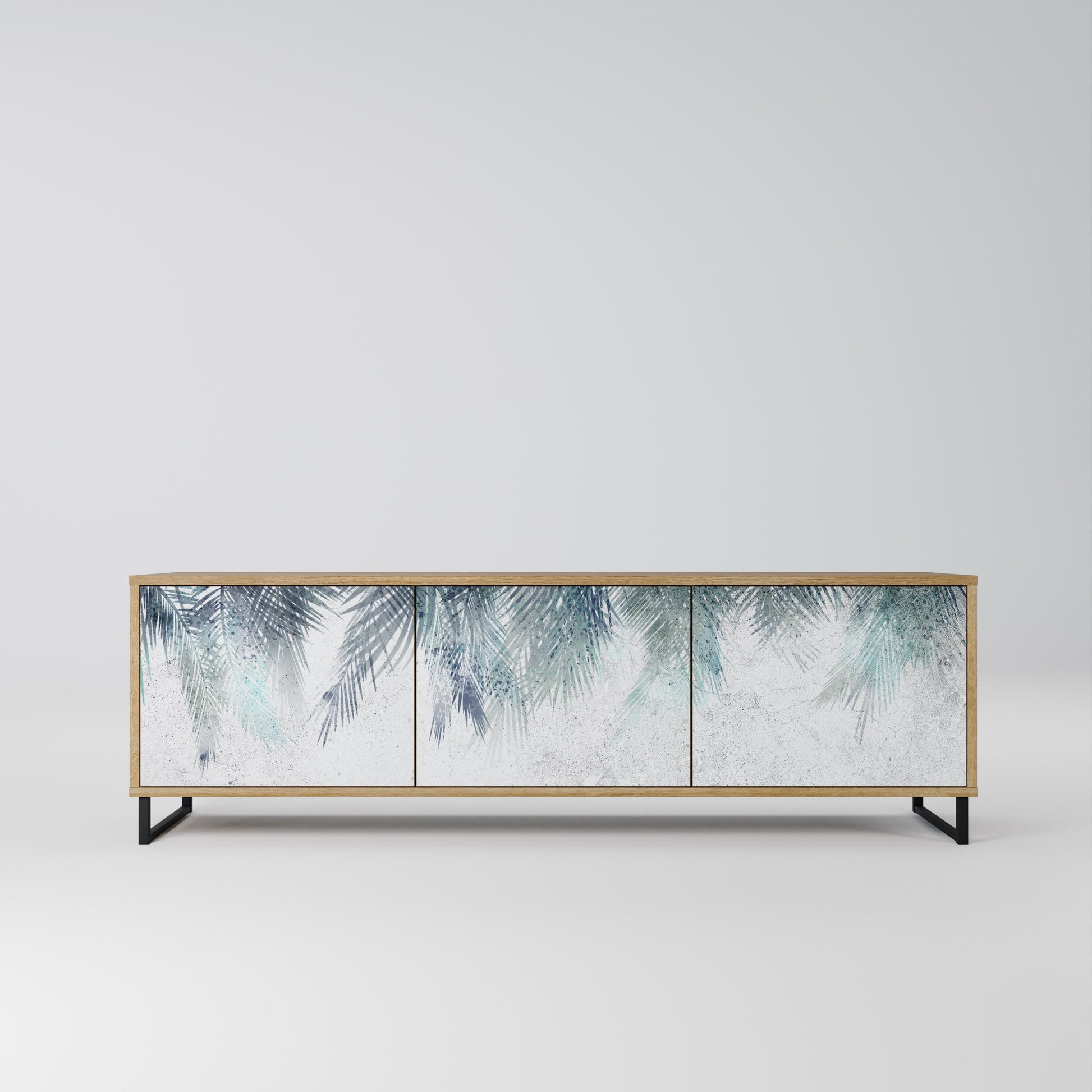 PALM VEIL 3-Door TV Stand in Oak Effect