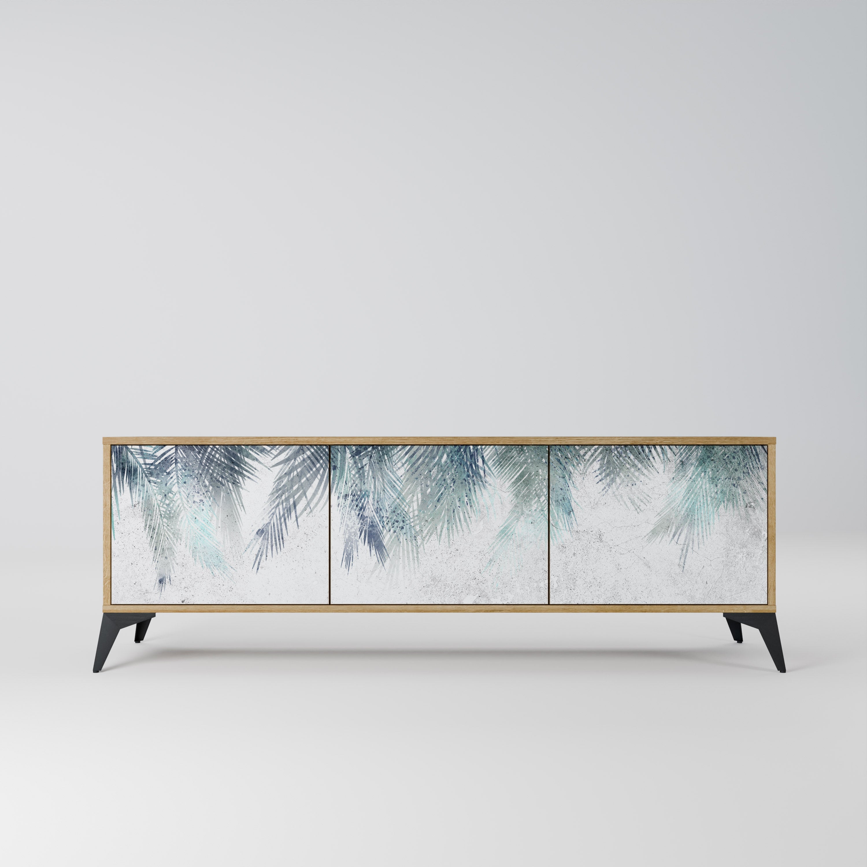 Meuble TV 3 portes PALM VEIL effet chêne