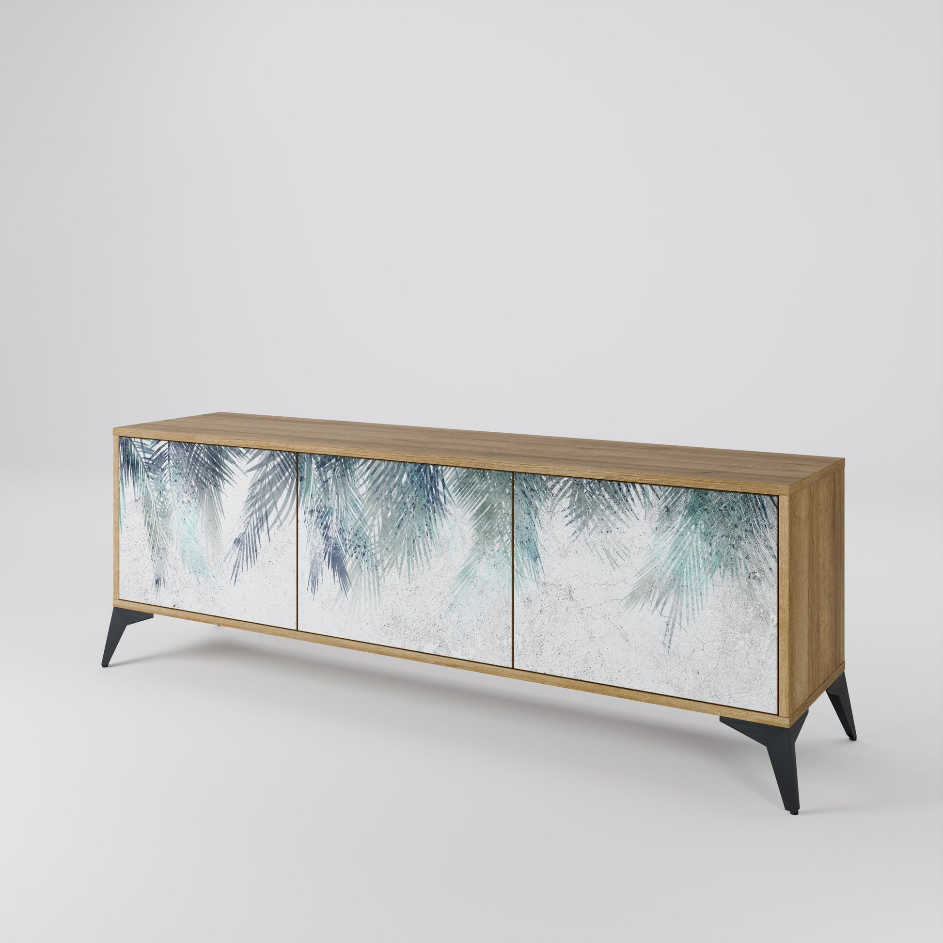 PALM VEIL 3-Door TV Stand in Oak Effect