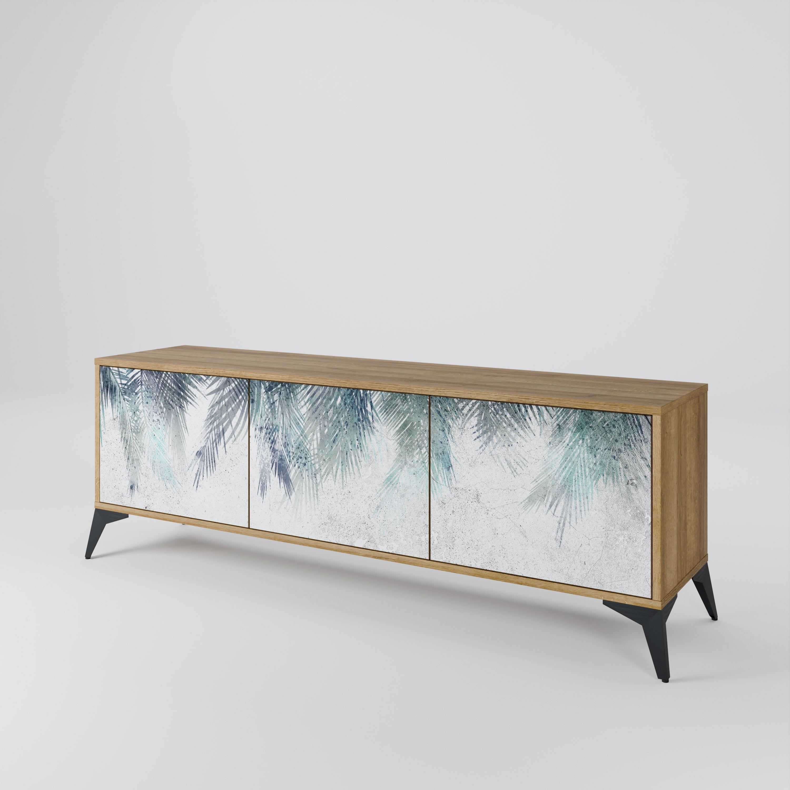 Meuble TV 3 portes PALM VEIL effet chêne
