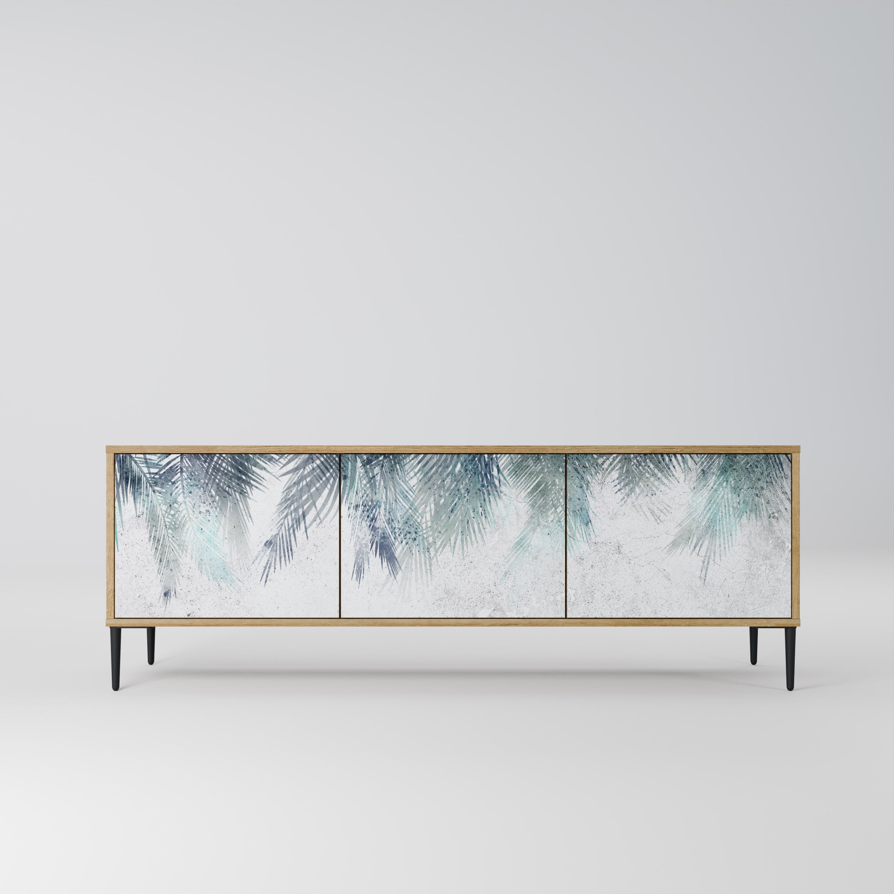 Meuble TV 3 portes PALM VEIL effet chêne