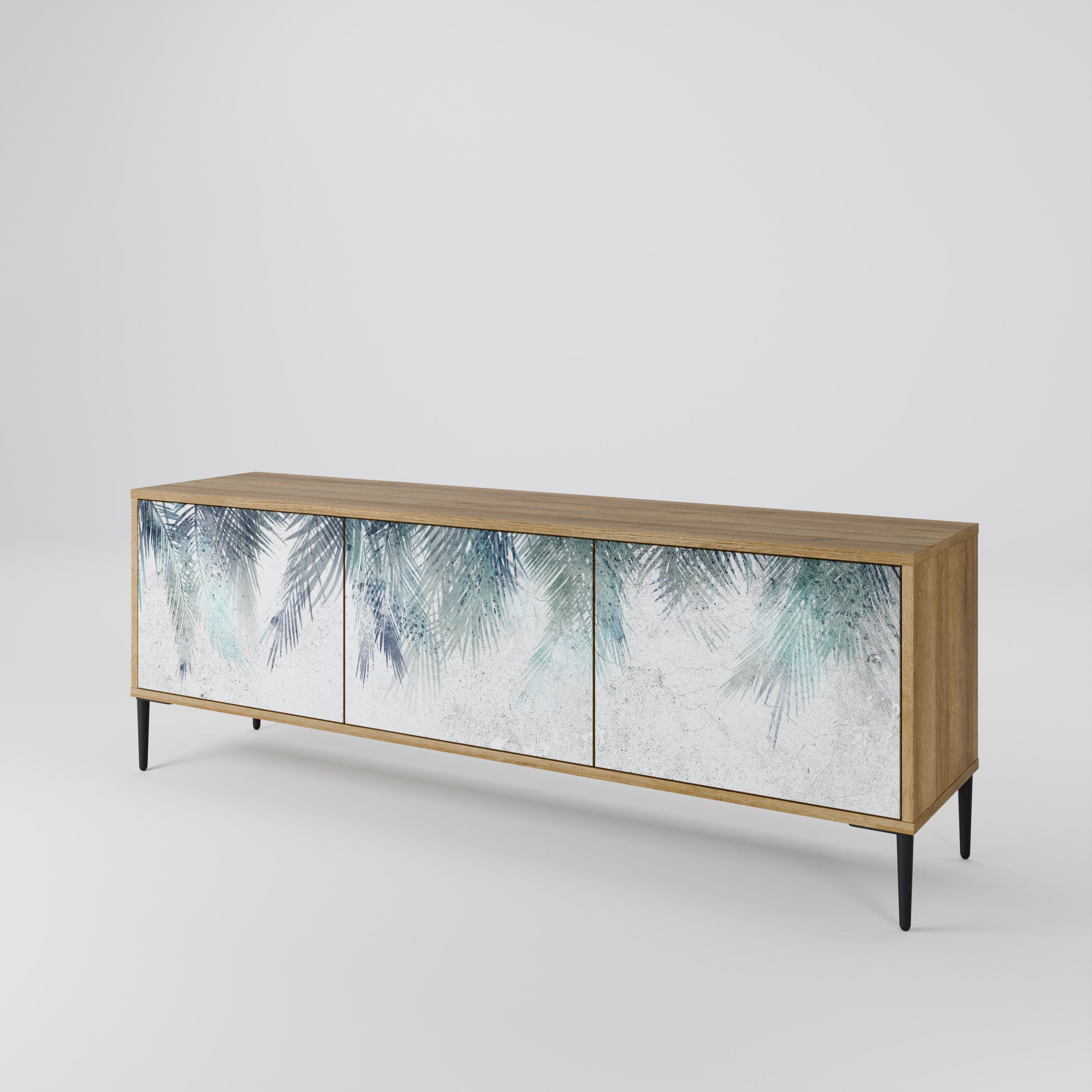 Meuble TV 3 portes PALM VEIL effet chêne