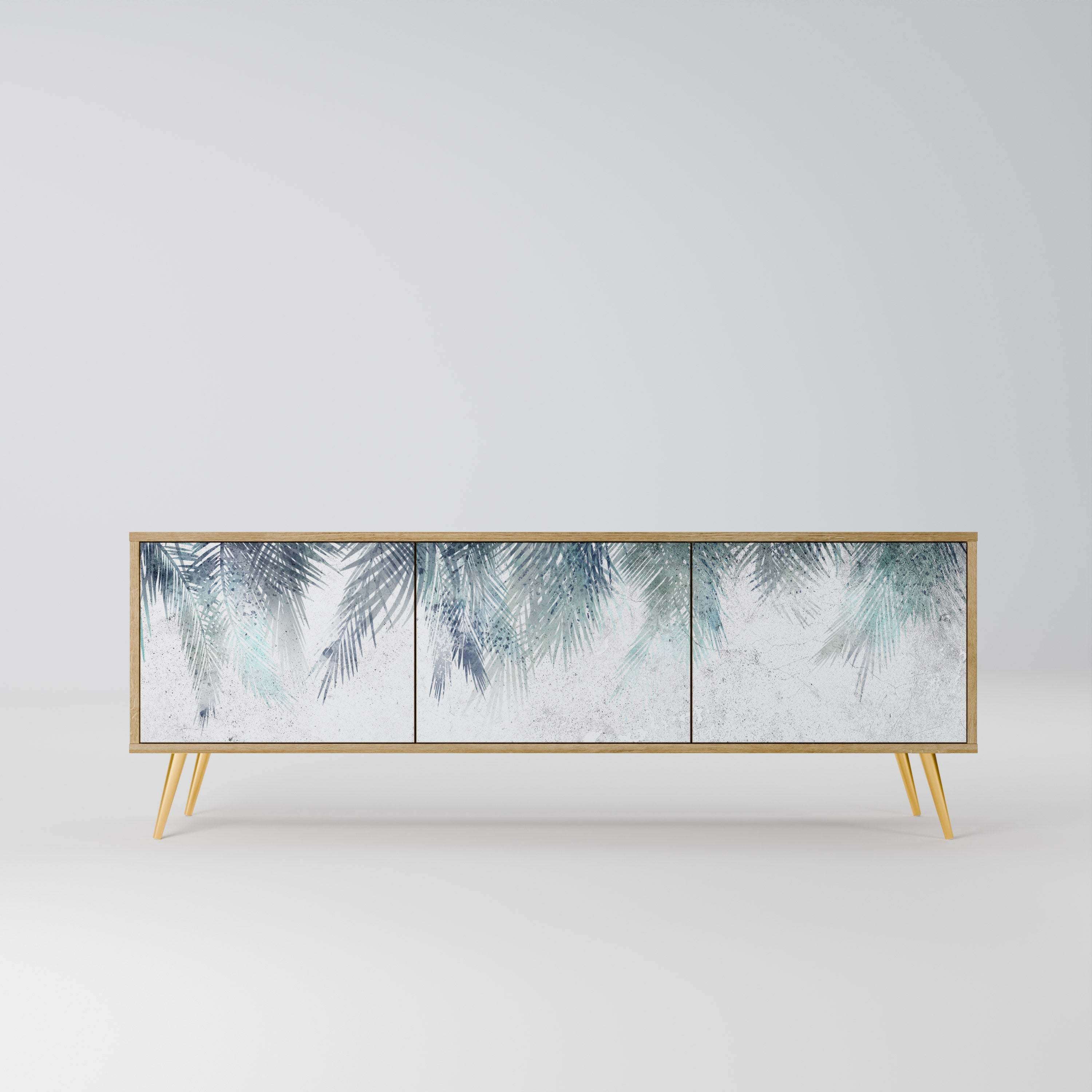 Meuble TV 3 portes PALM VEIL effet chêne