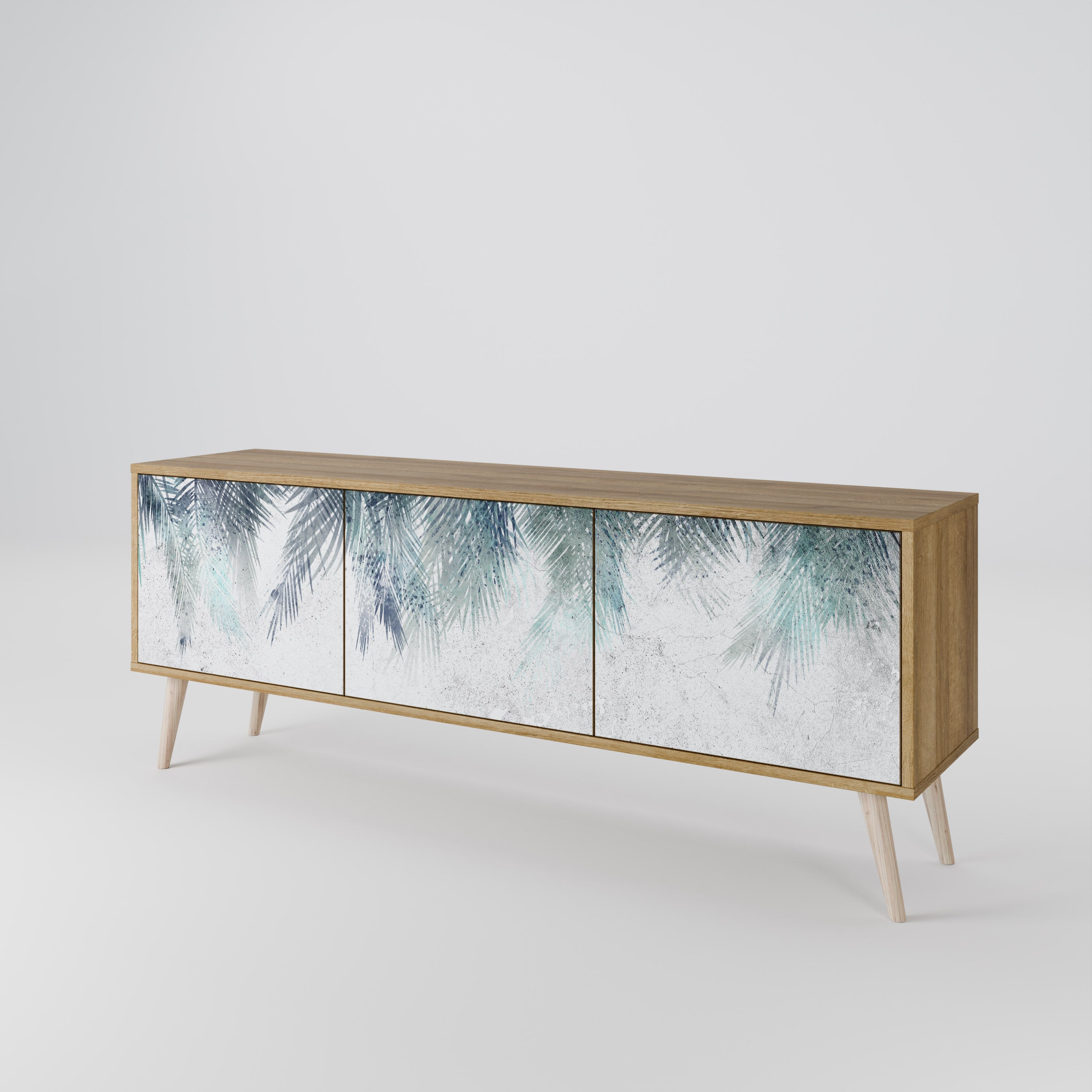 Meuble TV 3 portes PALM VEIL effet chêne