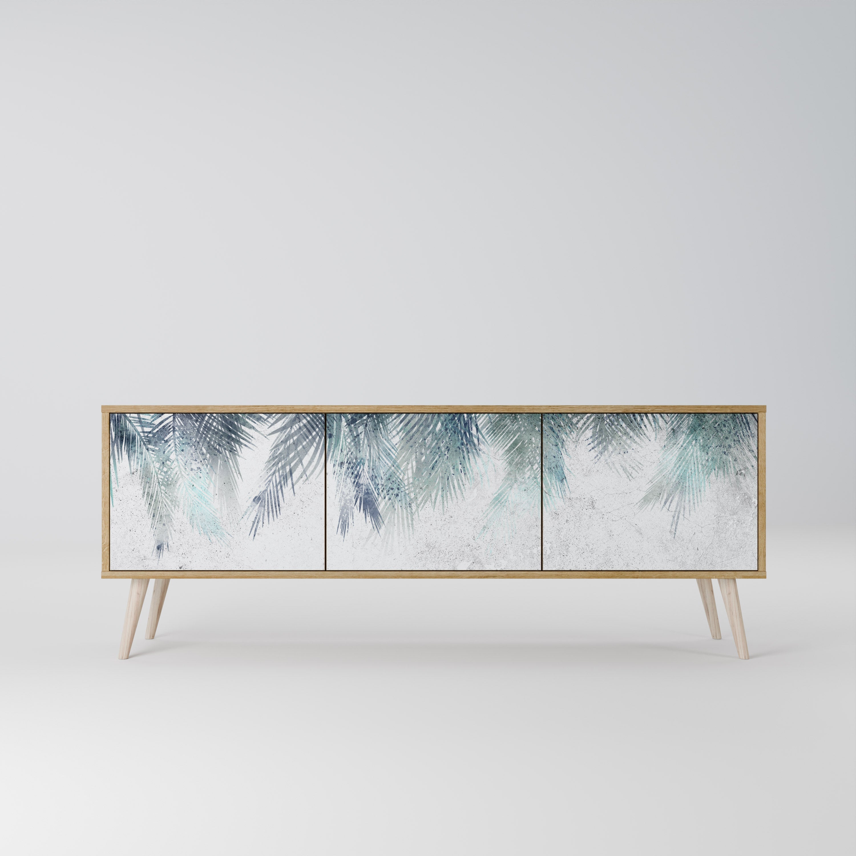 Meuble TV 3 portes PALM VEIL effet chêne