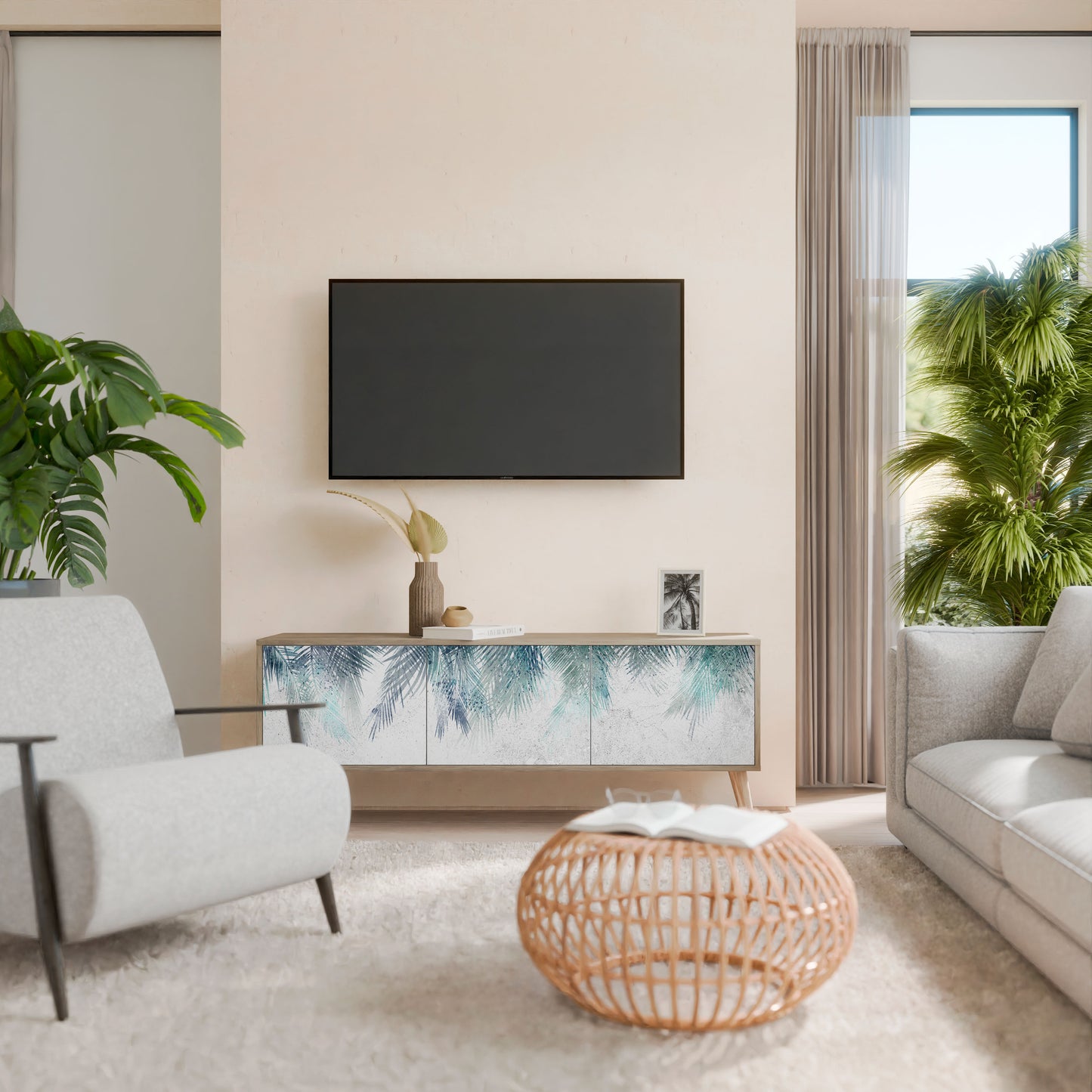 PALM VEIL 3-Door TV Cabinet