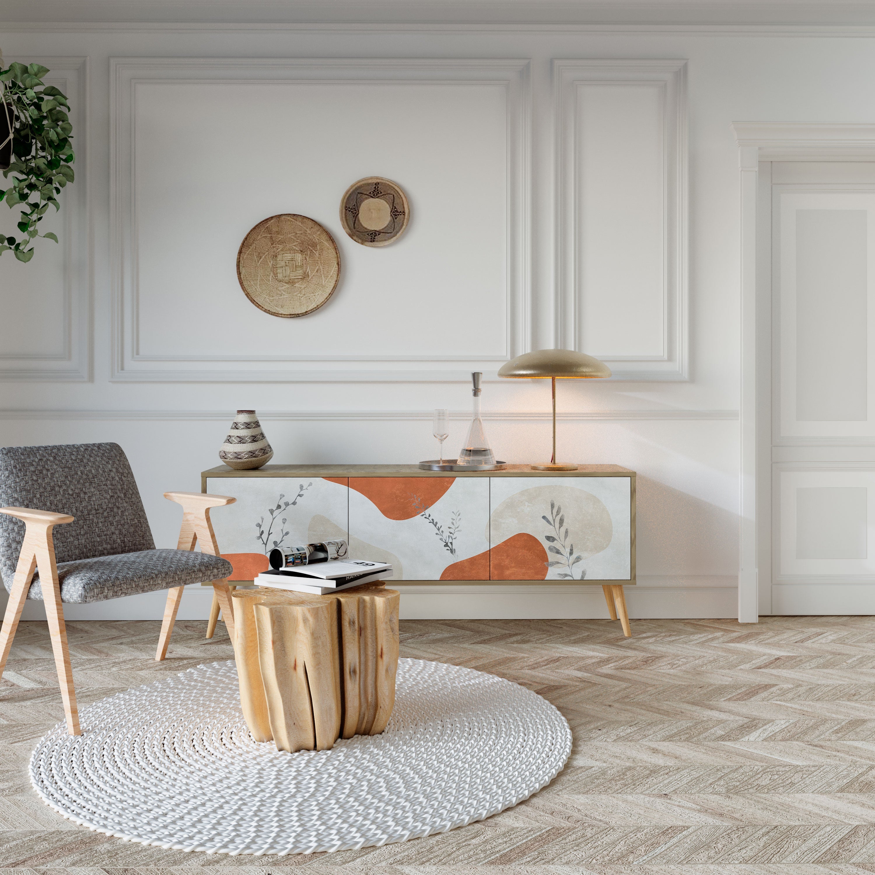 Meuble TV 3 portes TRANQUIL TWIG effet chêne