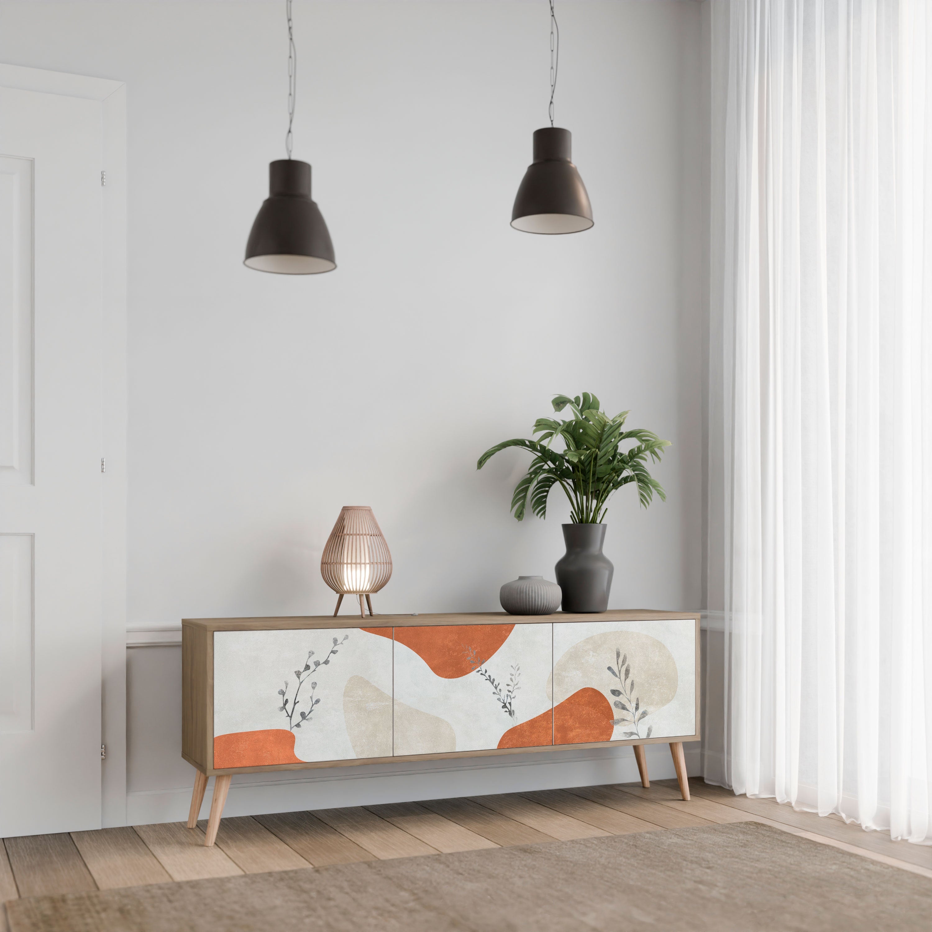 Meuble TV 3 portes TRANQUIL TWIG effet chêne