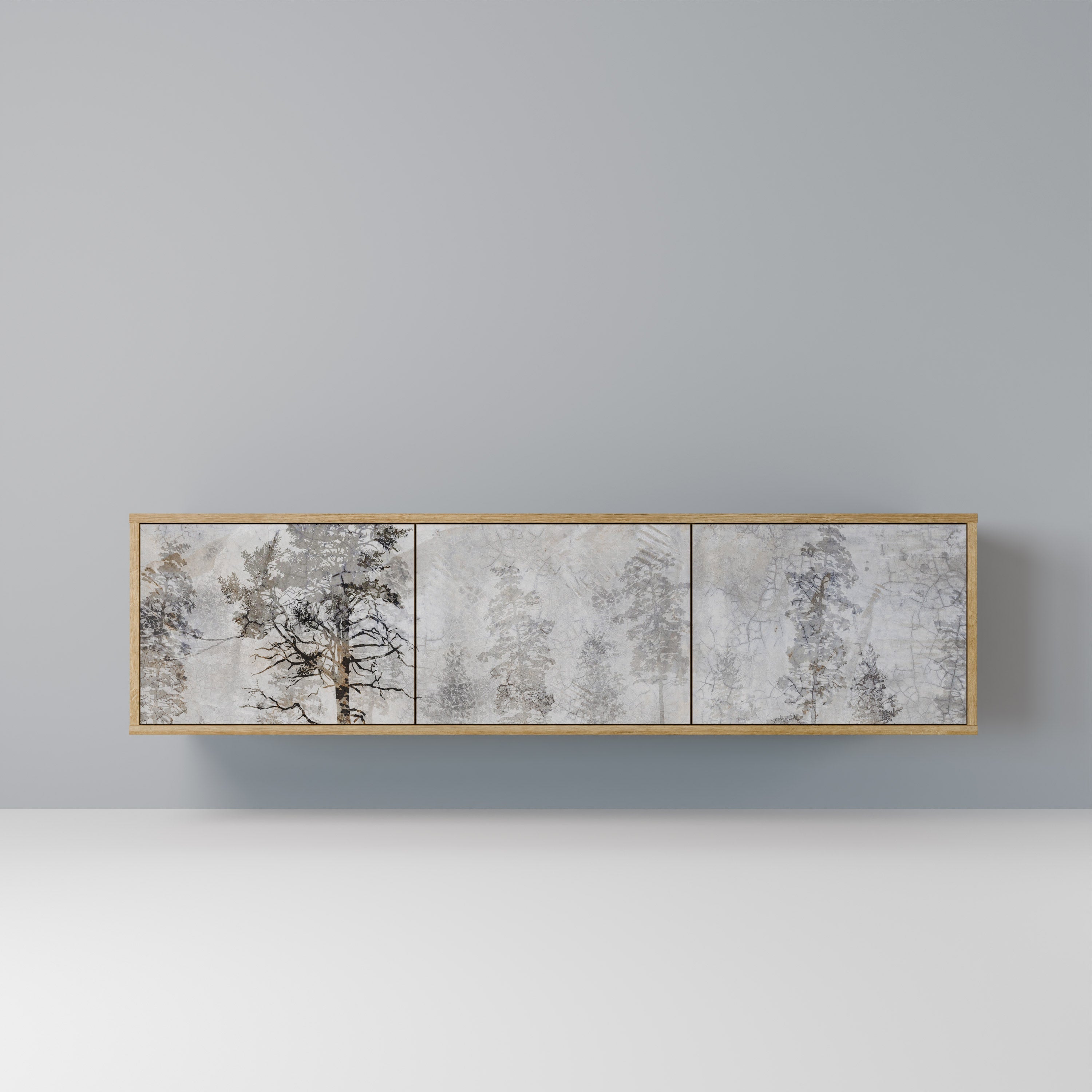 Meuble TV 3 portes FADE IN THE TREES effet chêne