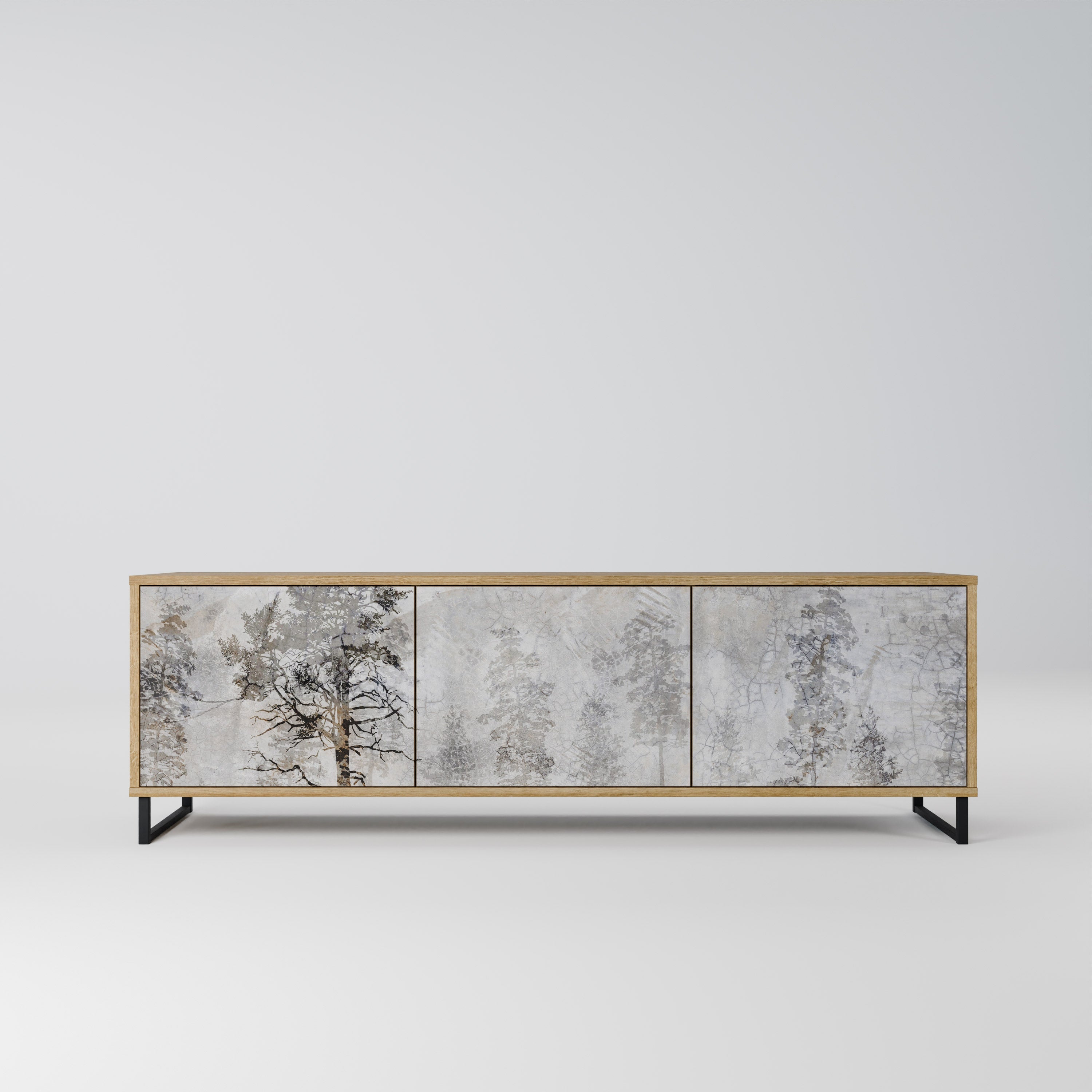 Meuble TV 3 portes FADE IN THE TREES effet chêne