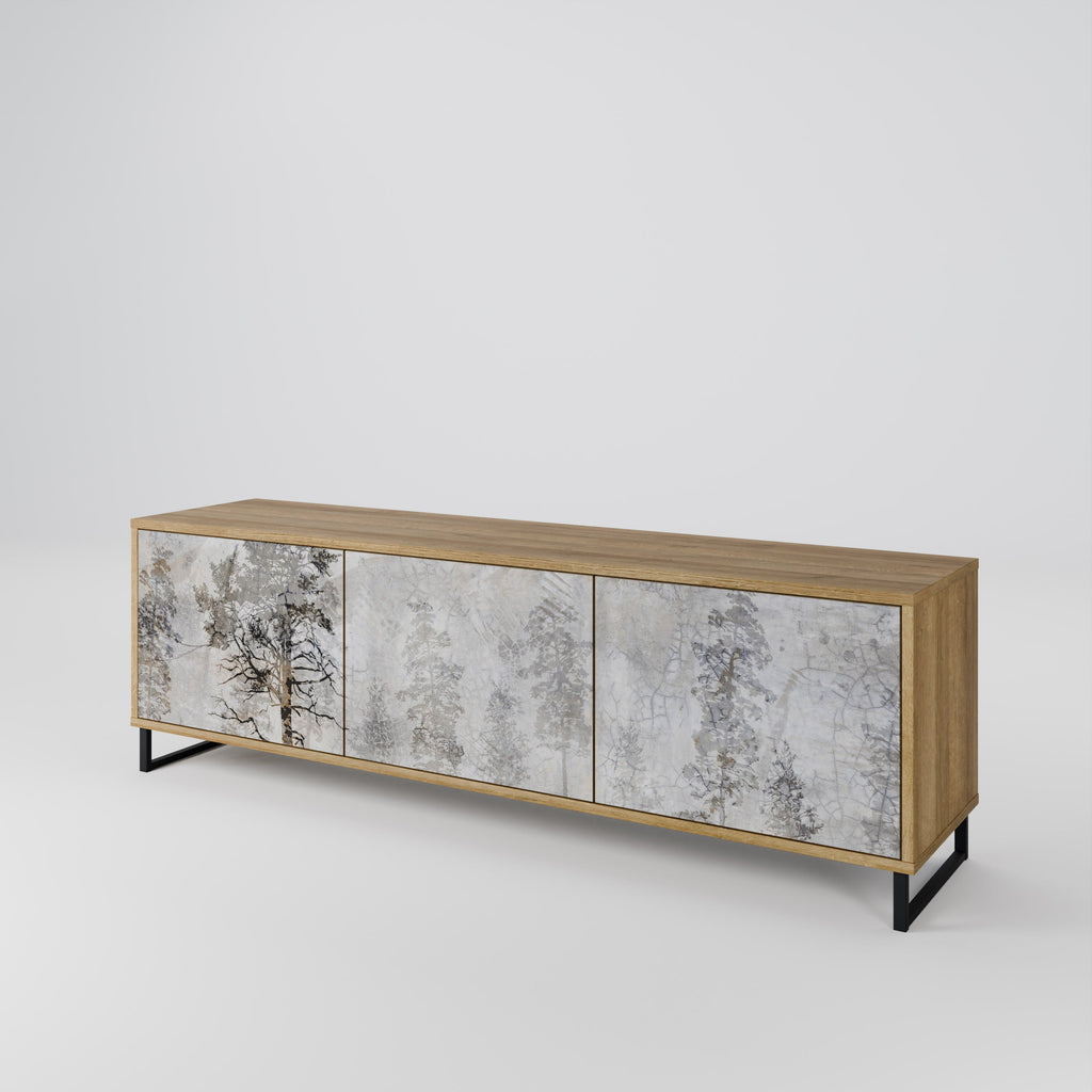 FADE IN THE TREES 3-Door TV Stand in Oak Effect
