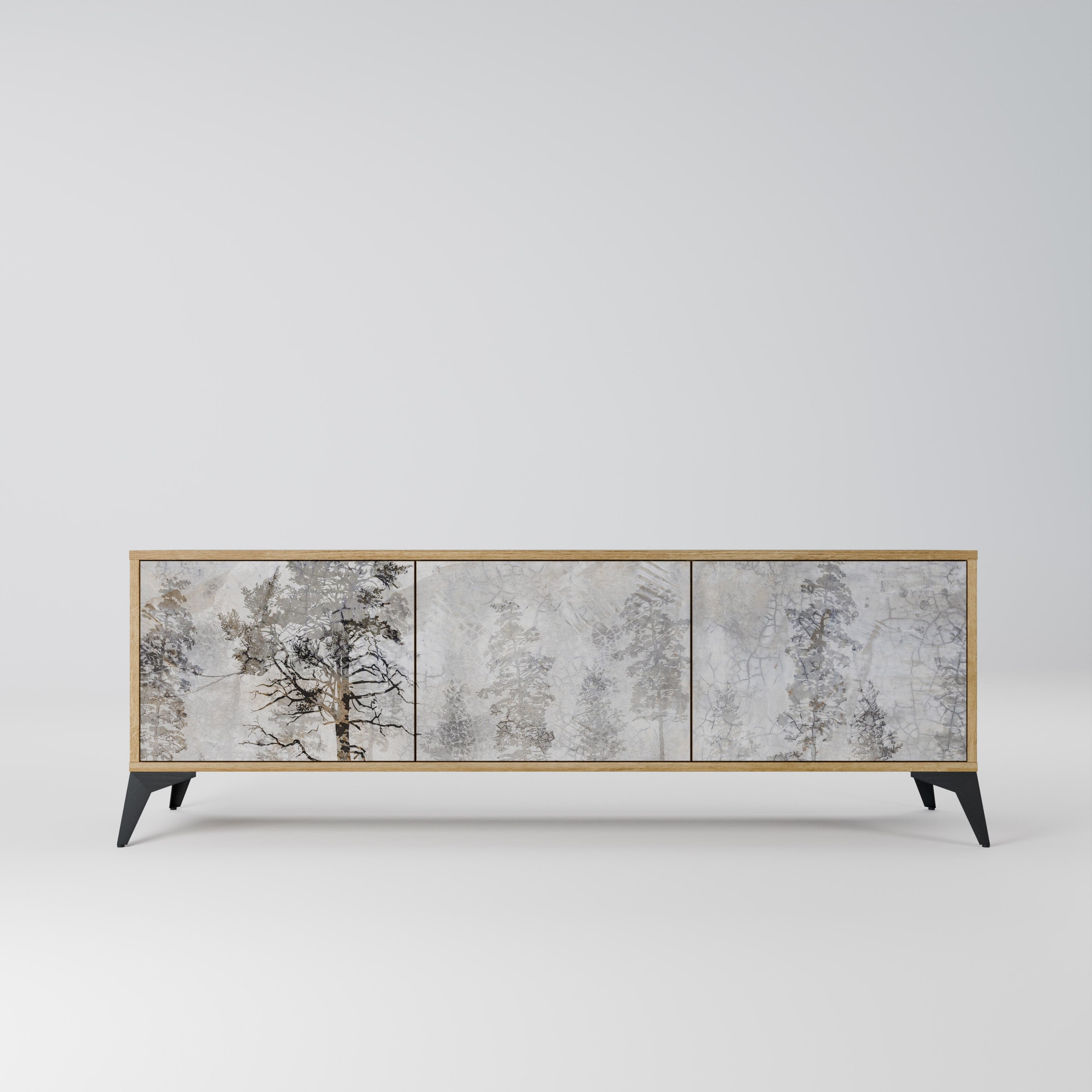 Meuble TV 3 portes FADE IN THE TREES effet chêne