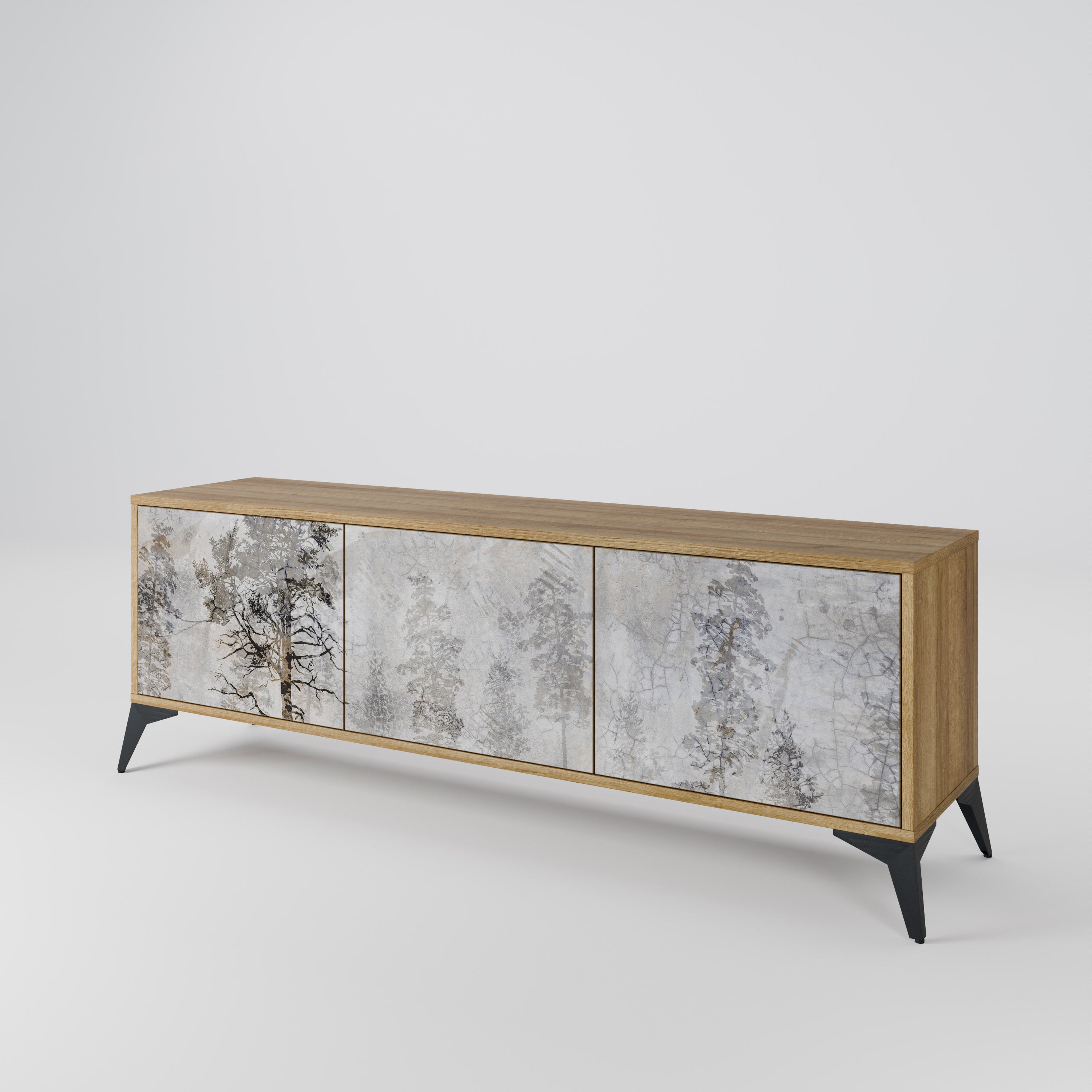 Meuble TV 3 portes FADE IN THE TREES effet chêne