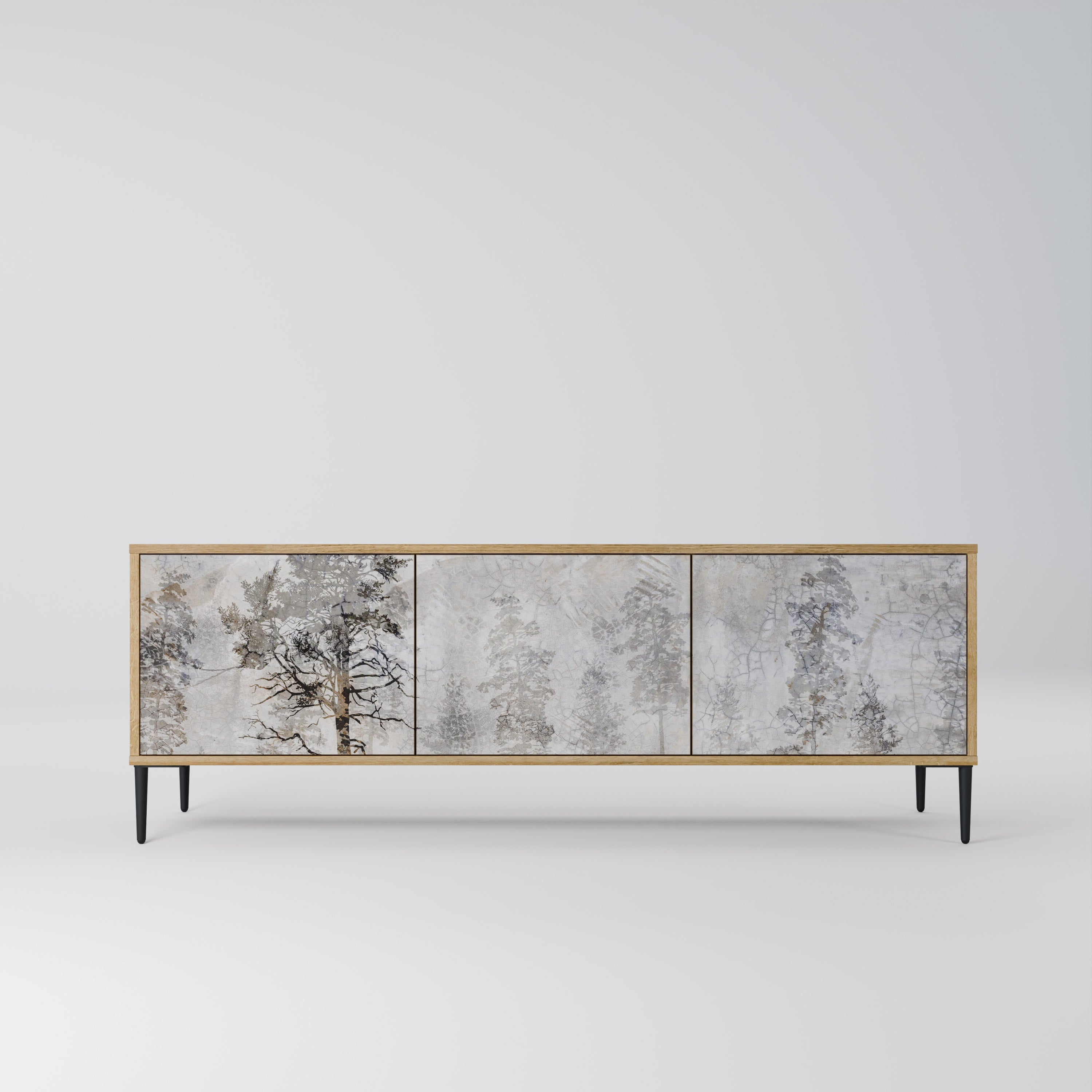 Meuble TV 3 portes FADE IN THE TREES effet chêne