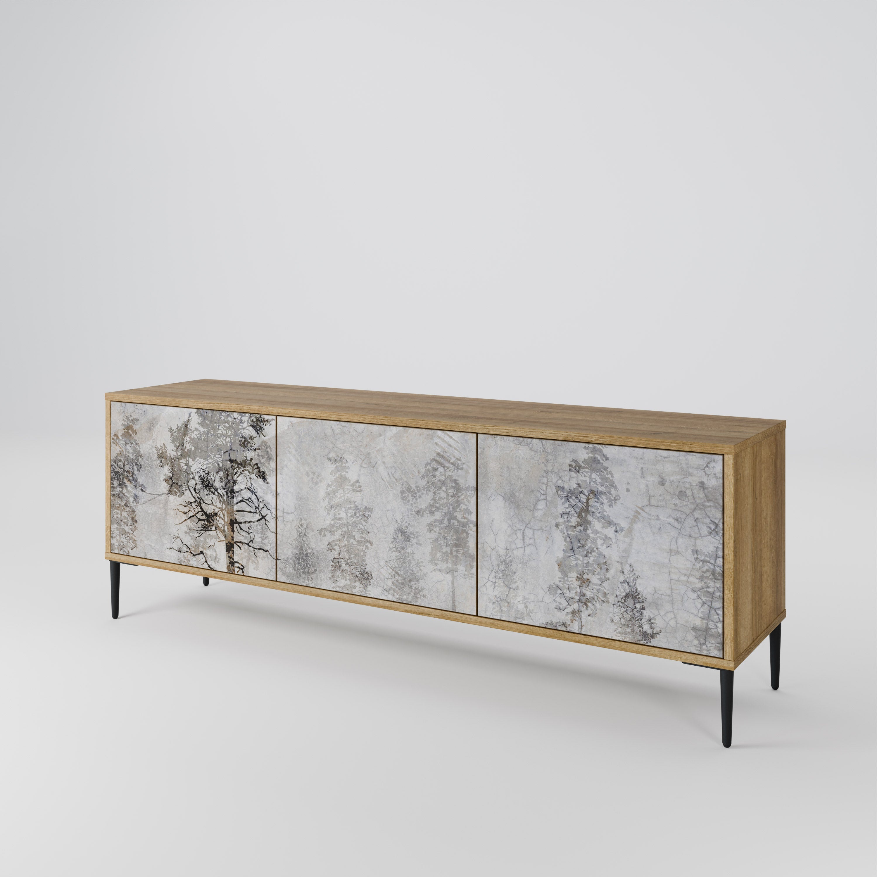 Meuble TV 3 portes FADE IN THE TREES effet chêne