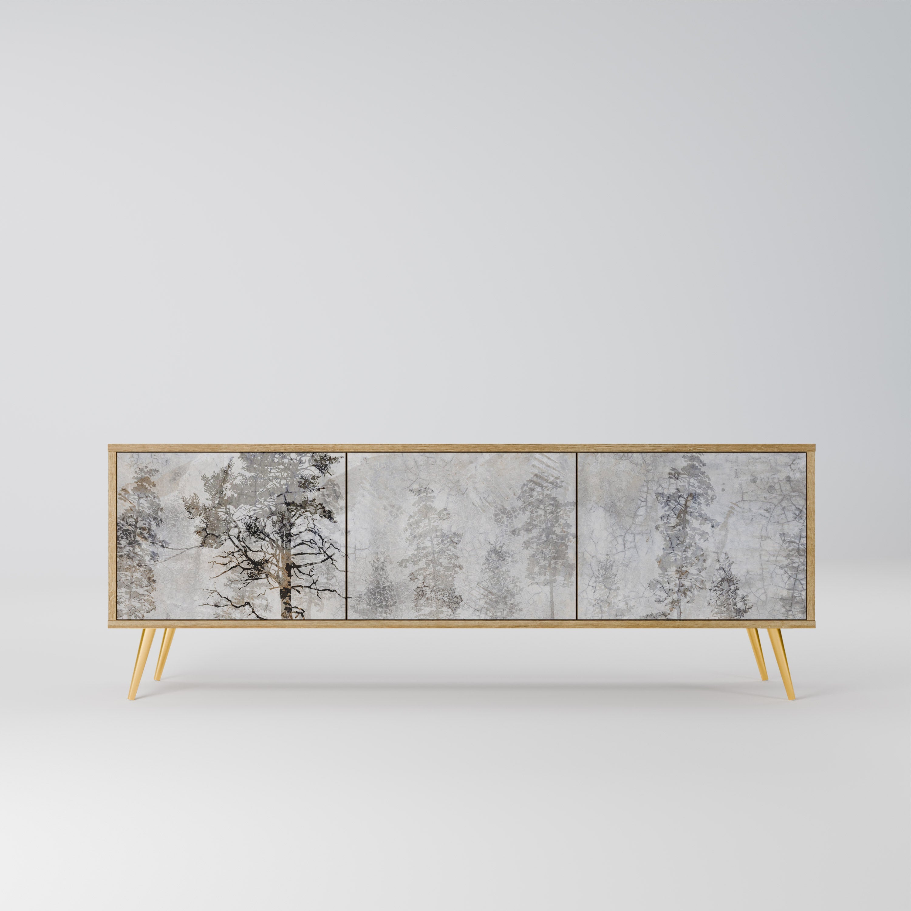 Meuble TV 3 portes FADE IN THE TREES effet chêne