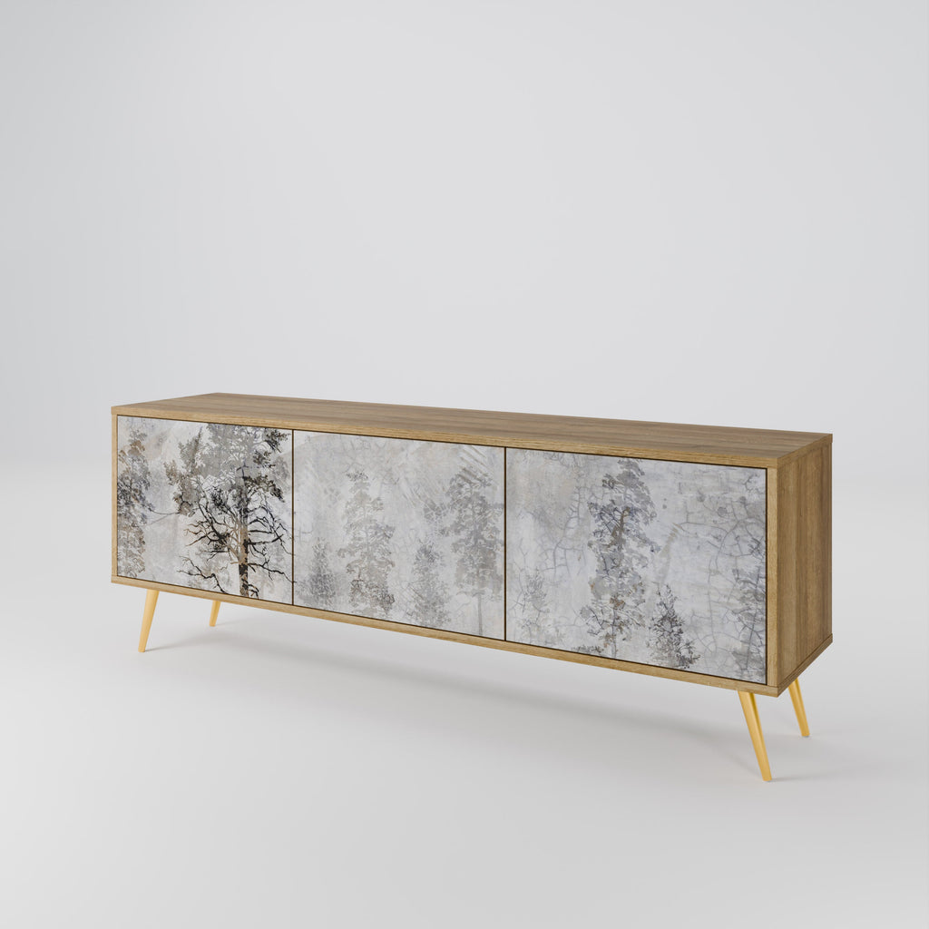 FADE IN THE TREES 3-Door TV Stand in Oak Effect
