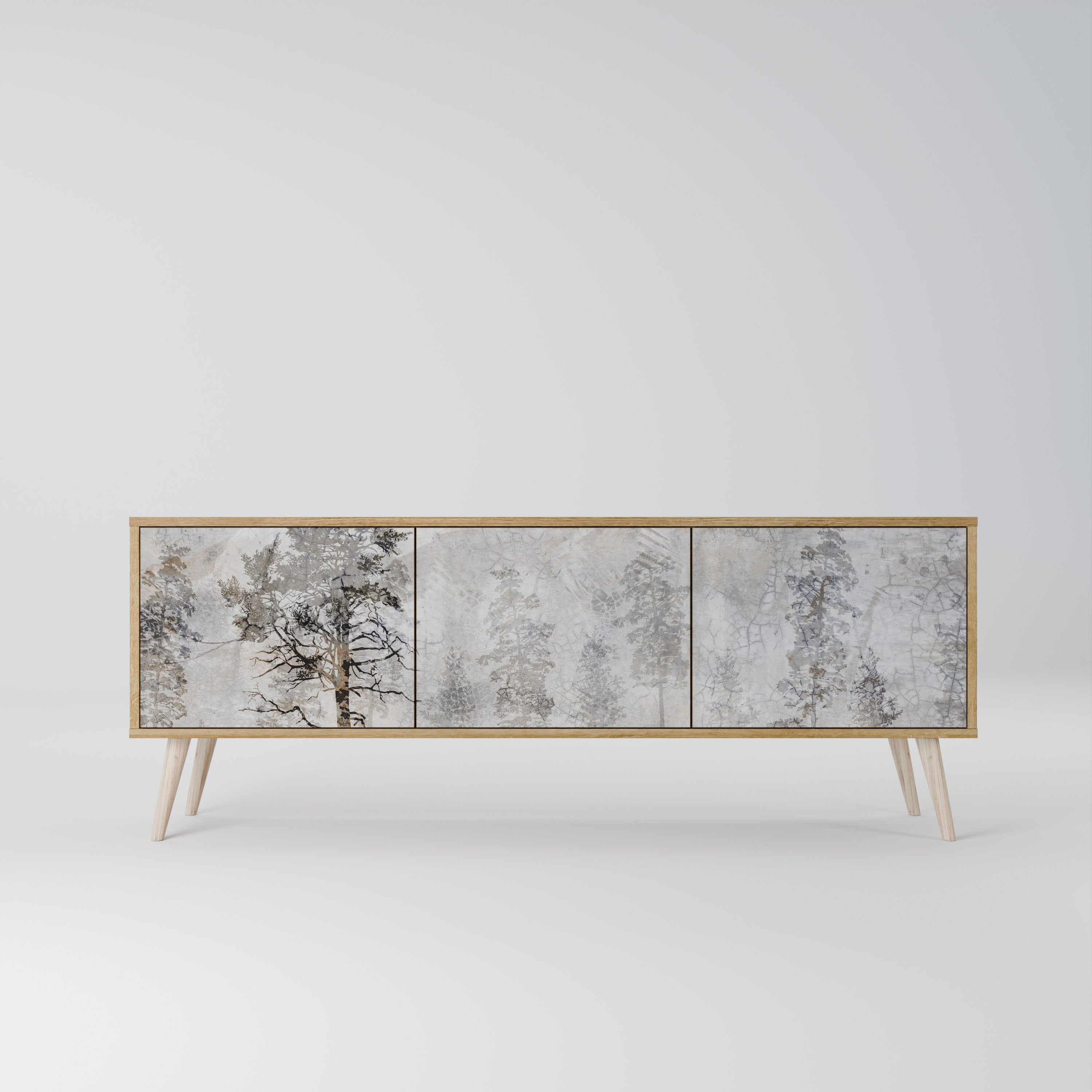 Meuble TV 3 portes FADE IN THE TREES effet chêne