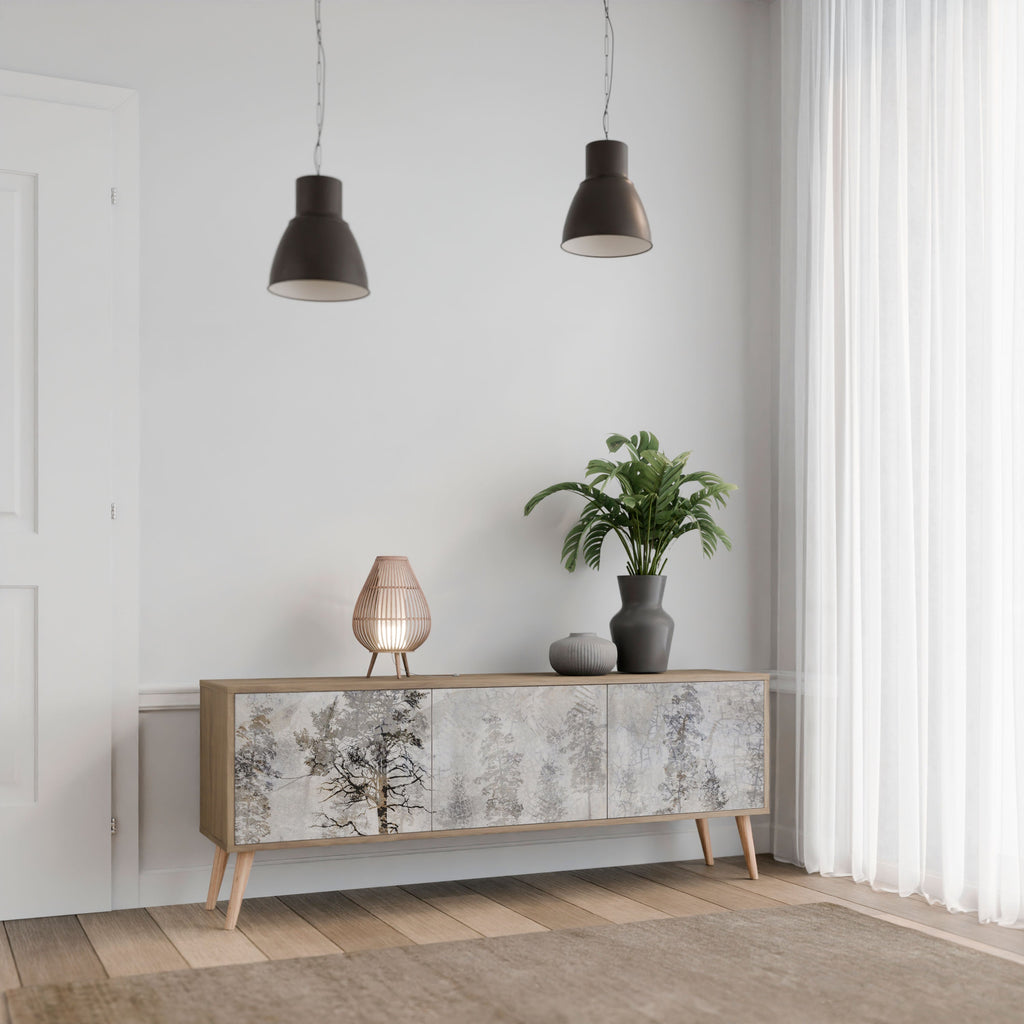 FADE IN THE TREES 3-Door TV Stand in Oak Effect