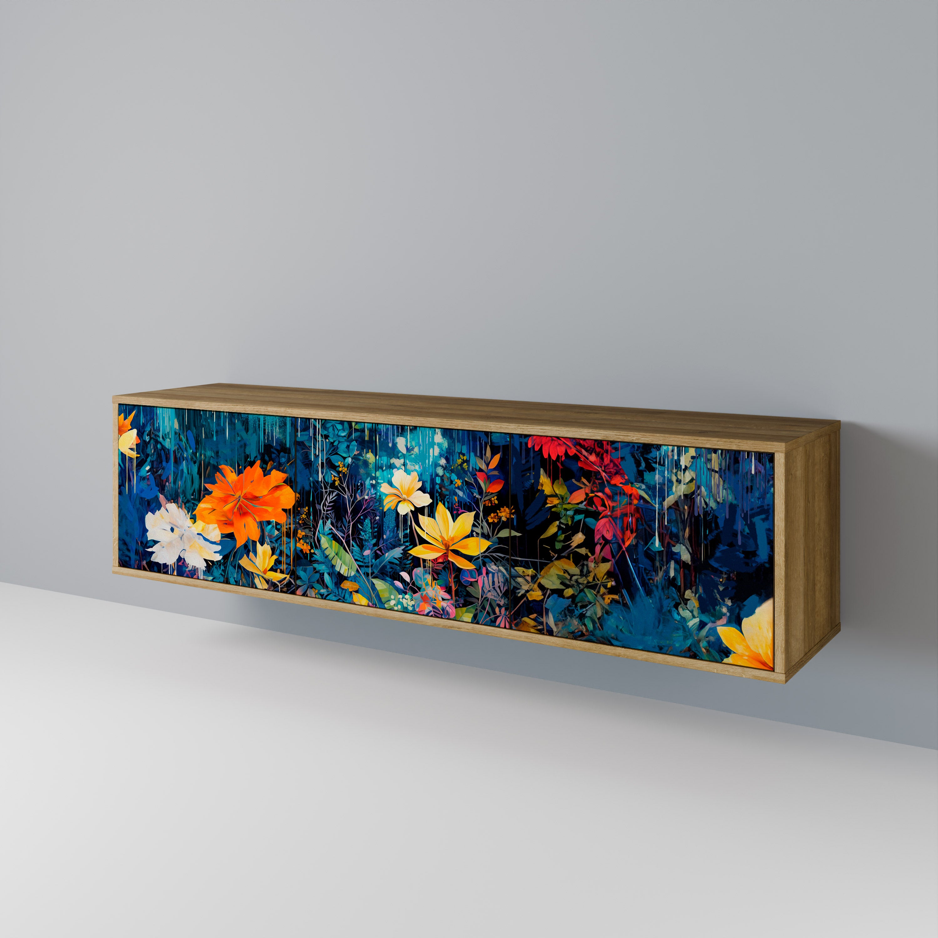 MIDNIGHT BLOSSOM 3-Door TV Cabinet