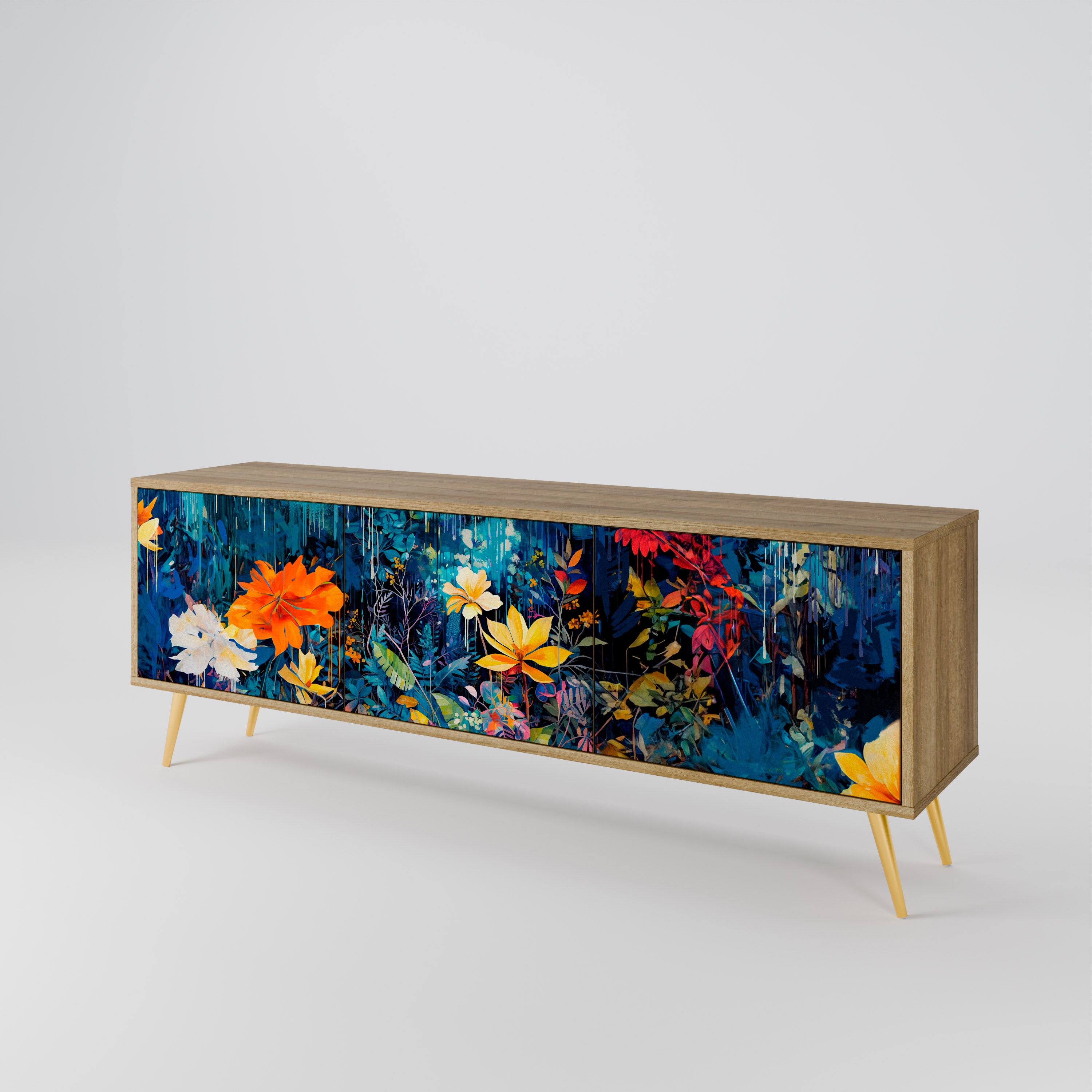MIDNIGHT BLOSSOM 3-Door TV Cabinet