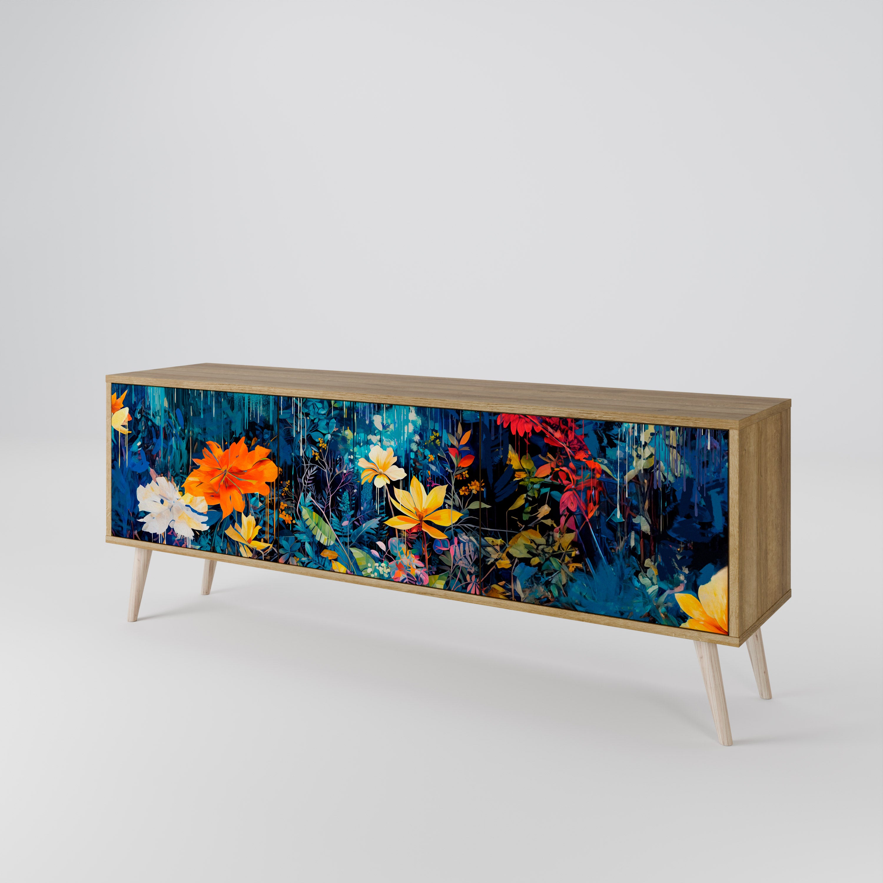 MIDNIGHT BLOSSOM 3-Door TV Cabinet