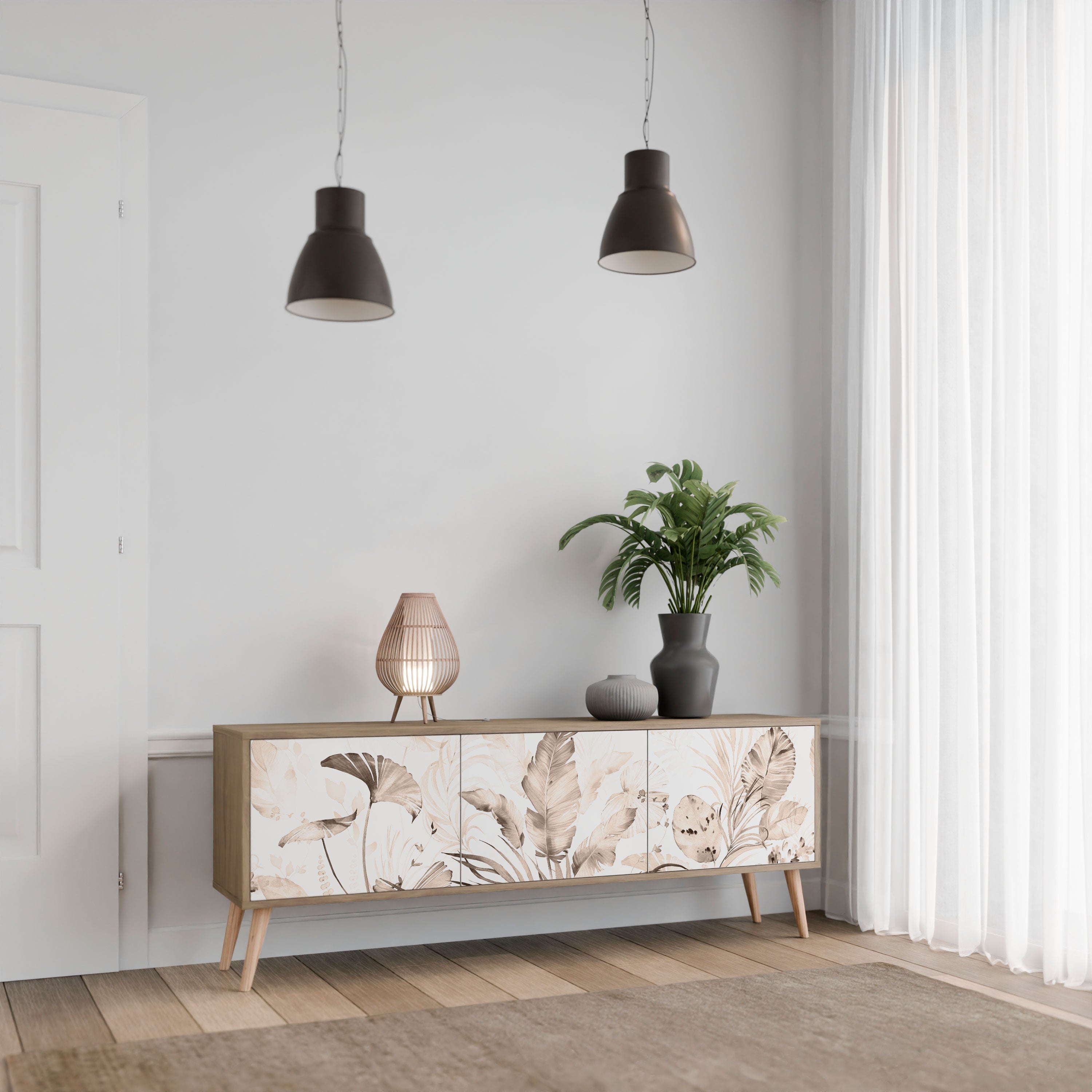 Meuble TV 3 portes WILD TENDERNESS effet chêne