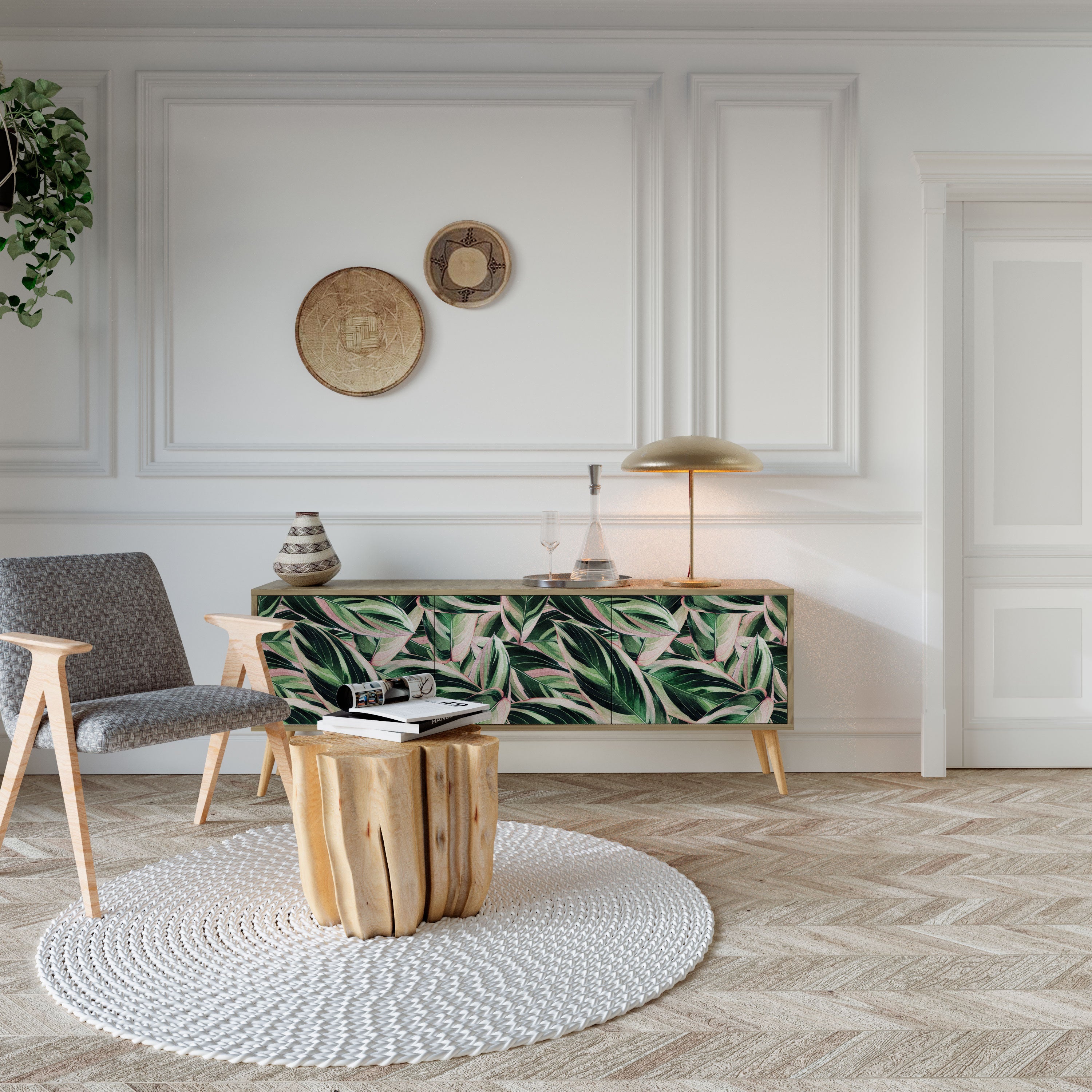 Meuble TV 3 portes EERIE STROMANTHE effet chêne