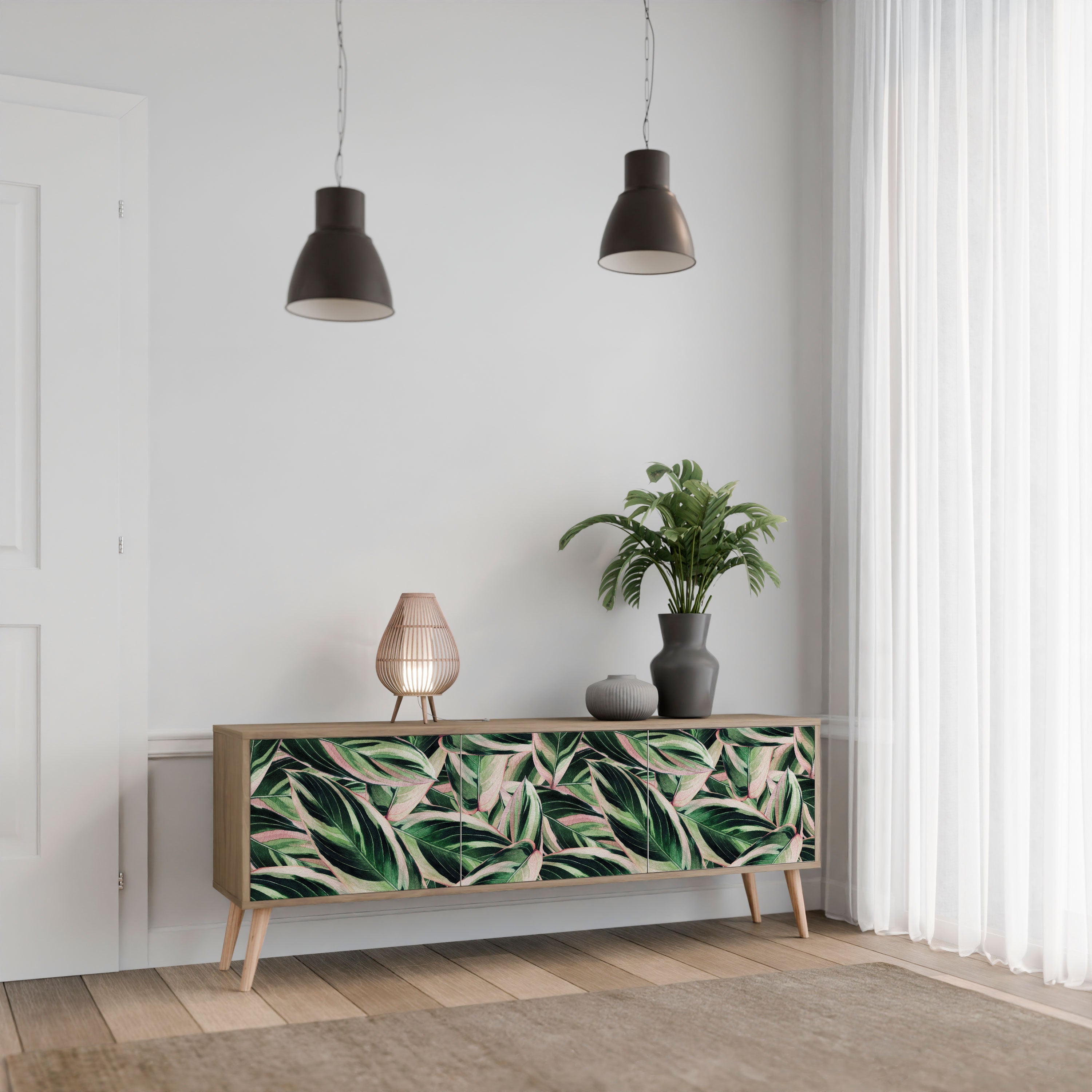 Meuble TV 3 portes EERIE STROMANTHE effet chêne